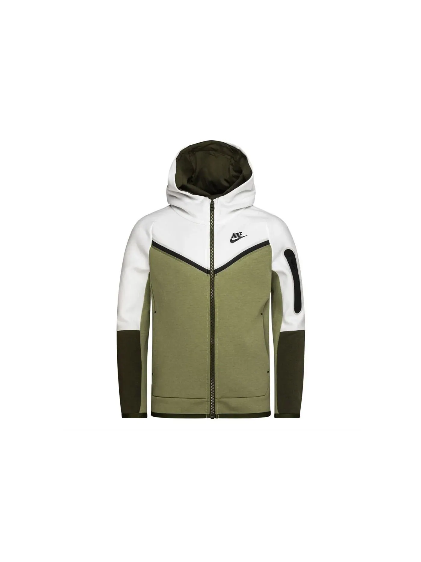 Детская худи с длинным рукавом Nike Sportswear Kids' Tech Fleece — изображение 1 из 1, белый/зеленый