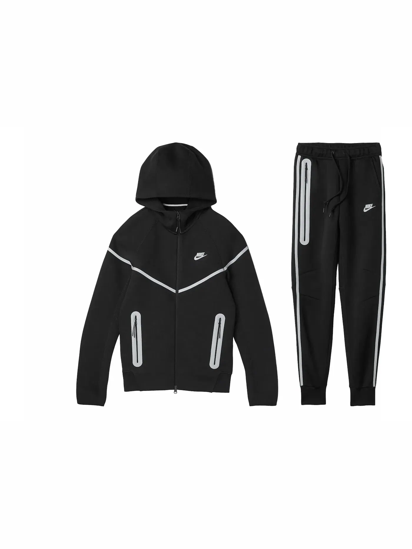 Мужской комплект Tech Fleece Full Zip Hoodie & Joggers Nike — изображение 1 из 1, черный серебристый
