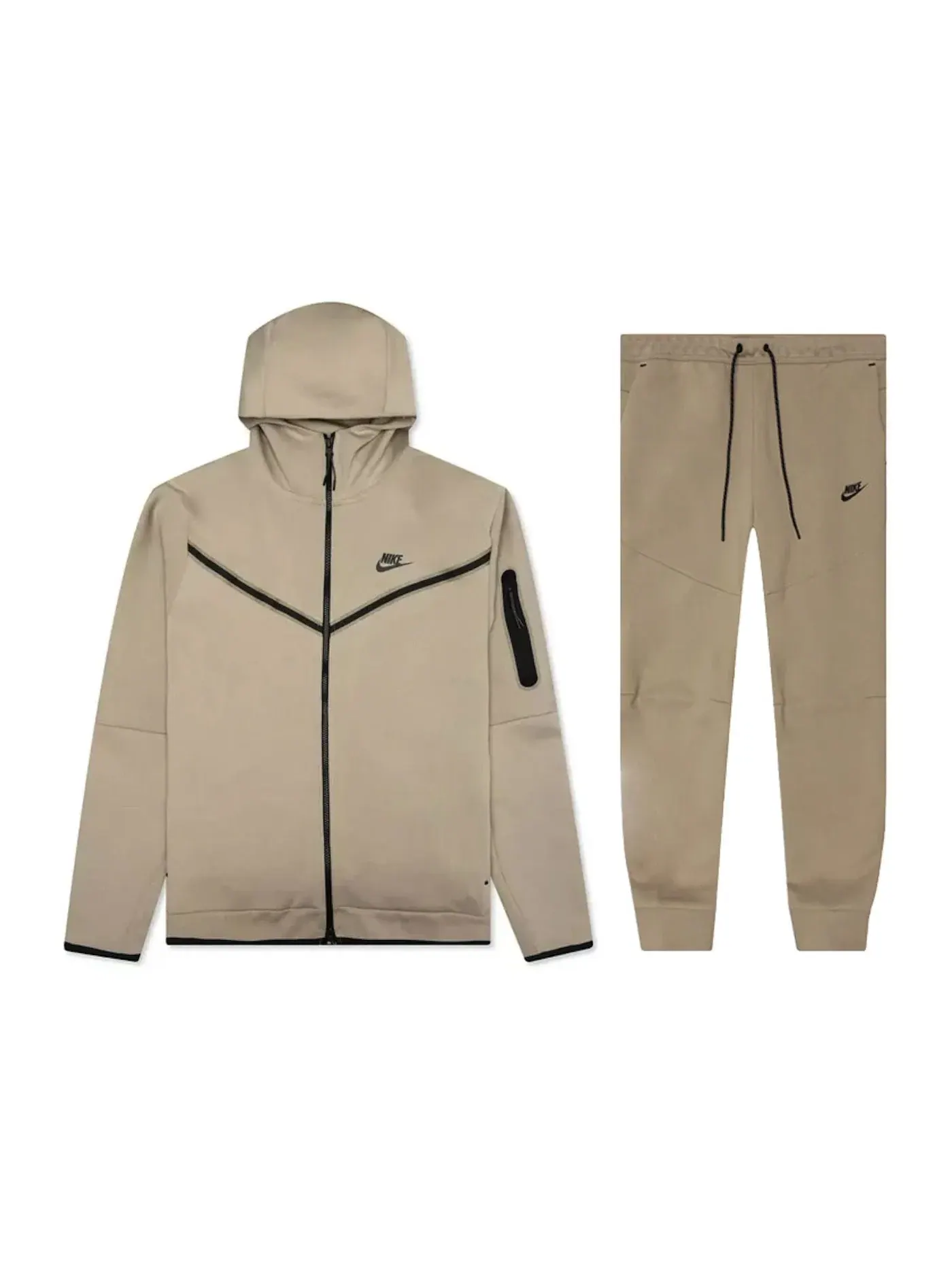 Мужской комплект из худи и джоггеров Nike Sportswear Tech Fleece — изображение 1 из 2, хаки/черный