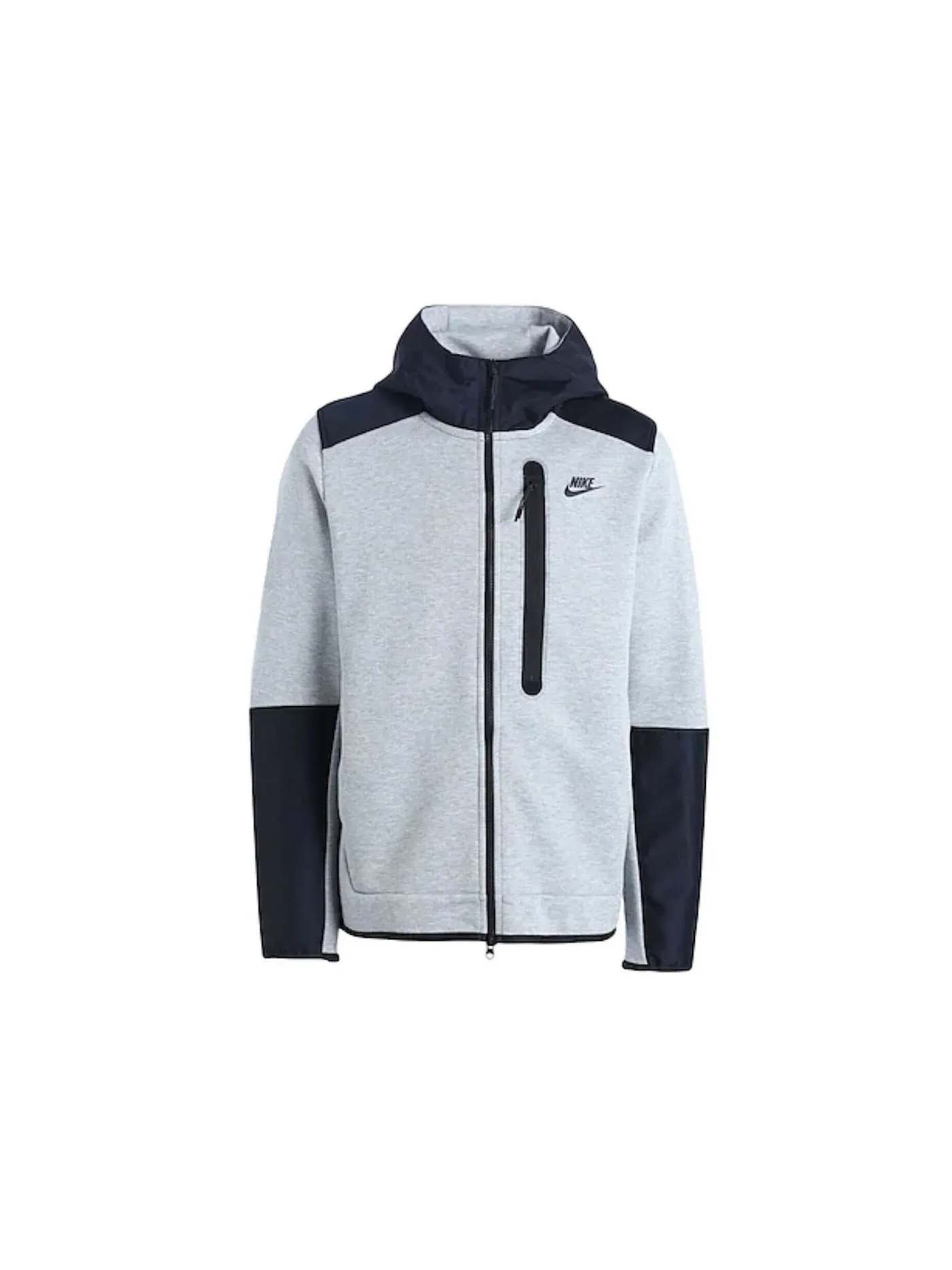 Мужская худи с длинным рукавом Nike Sportswear Tech Fleece Overlay Full-Zip Nike — изображение 1 из 1, серый/черный