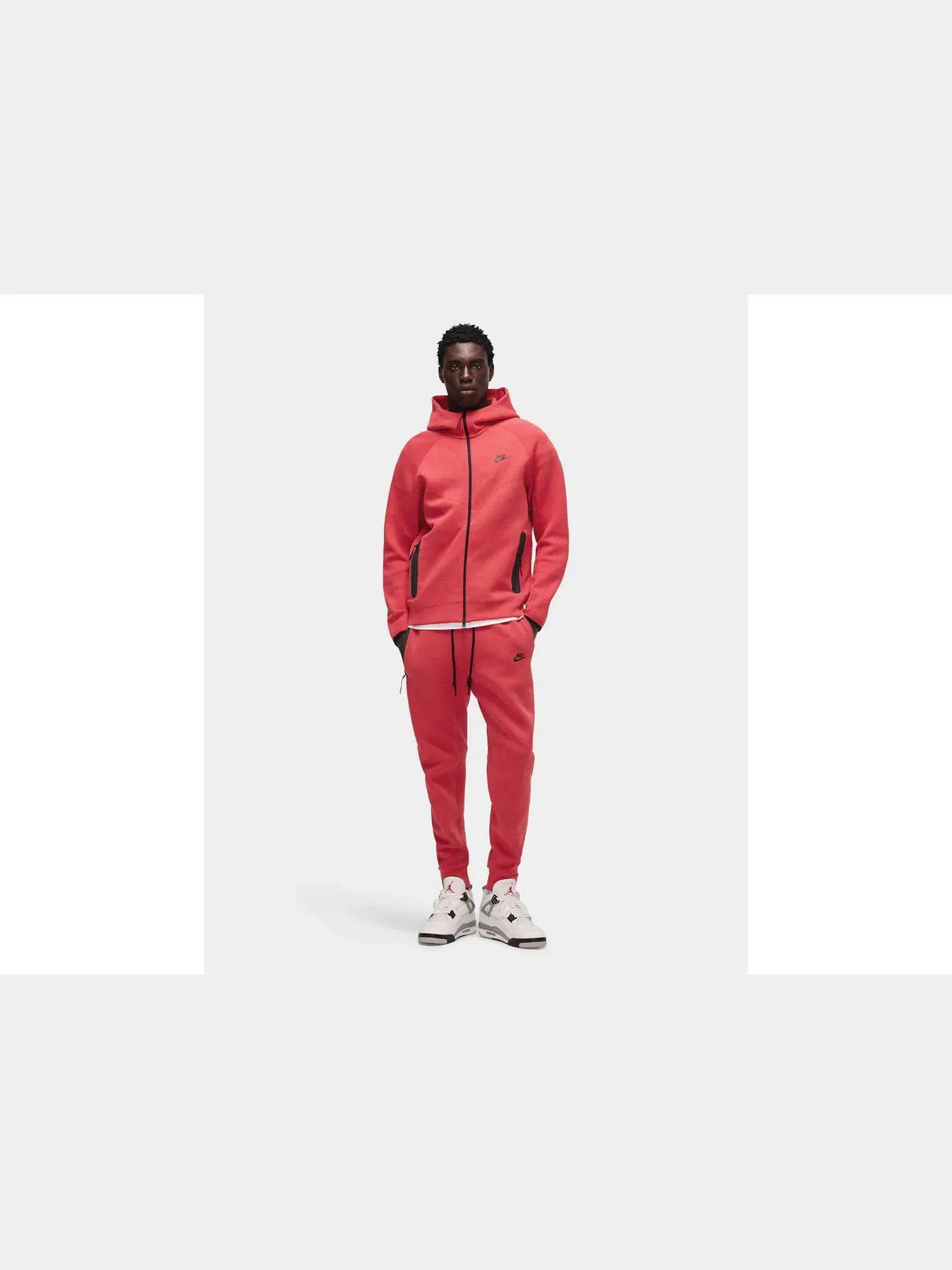 Мужской худи с полной застежкой-молнией Nike Sportswear Tech Fleece Windrunner — изображение 5 из 5, светлый красный/черный