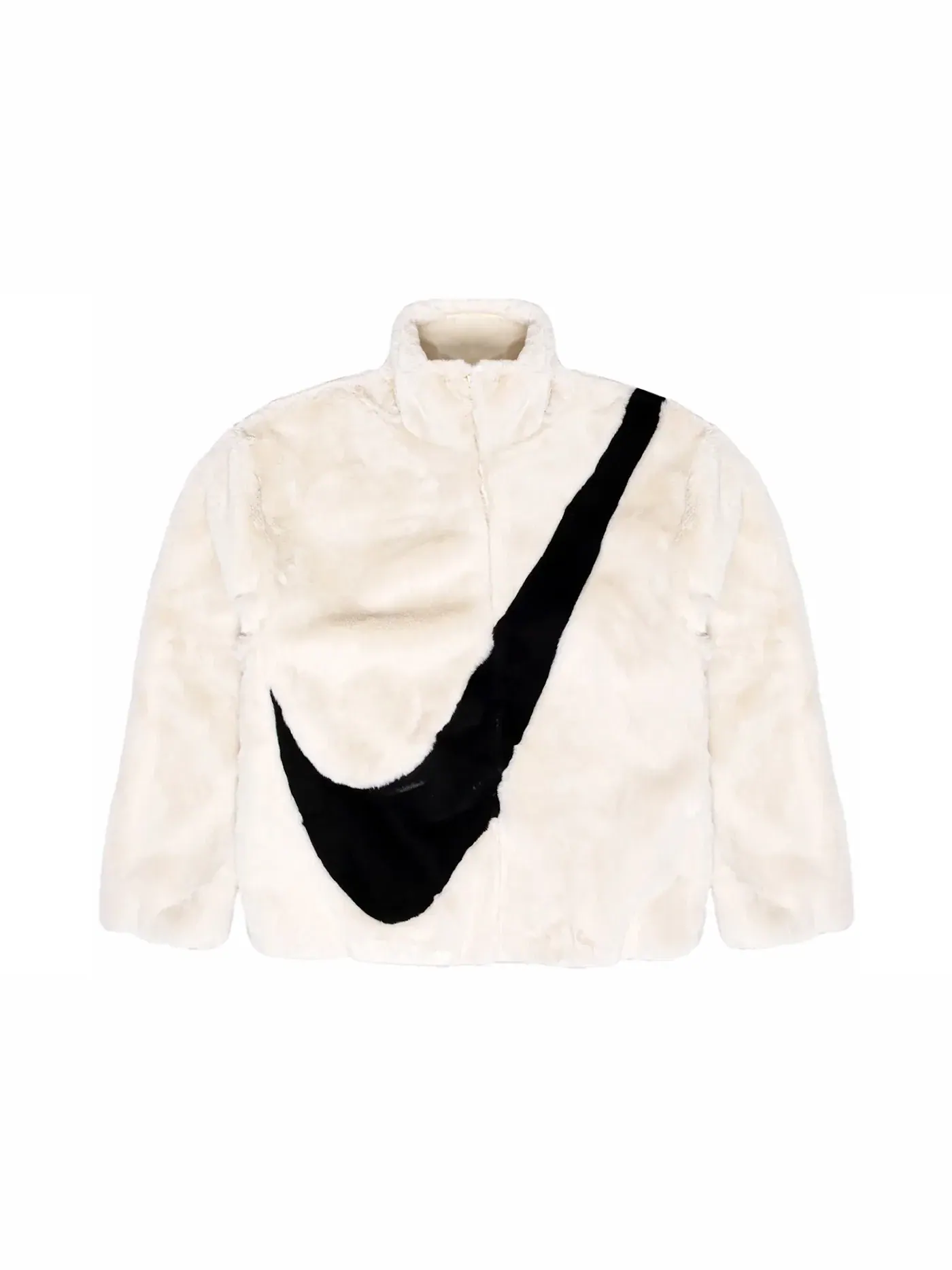 Женская куртка из искусственного меха с принтом Swoosh Logo Nike — изображение 1 из 1, черный