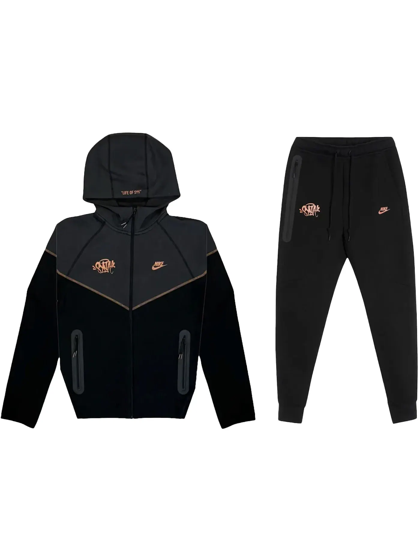 Мужской комплект худи и джоггеров с принтом Nike x Central Cee Tech Fleece Nike — изображение 1 из 1, черный/металлик красный