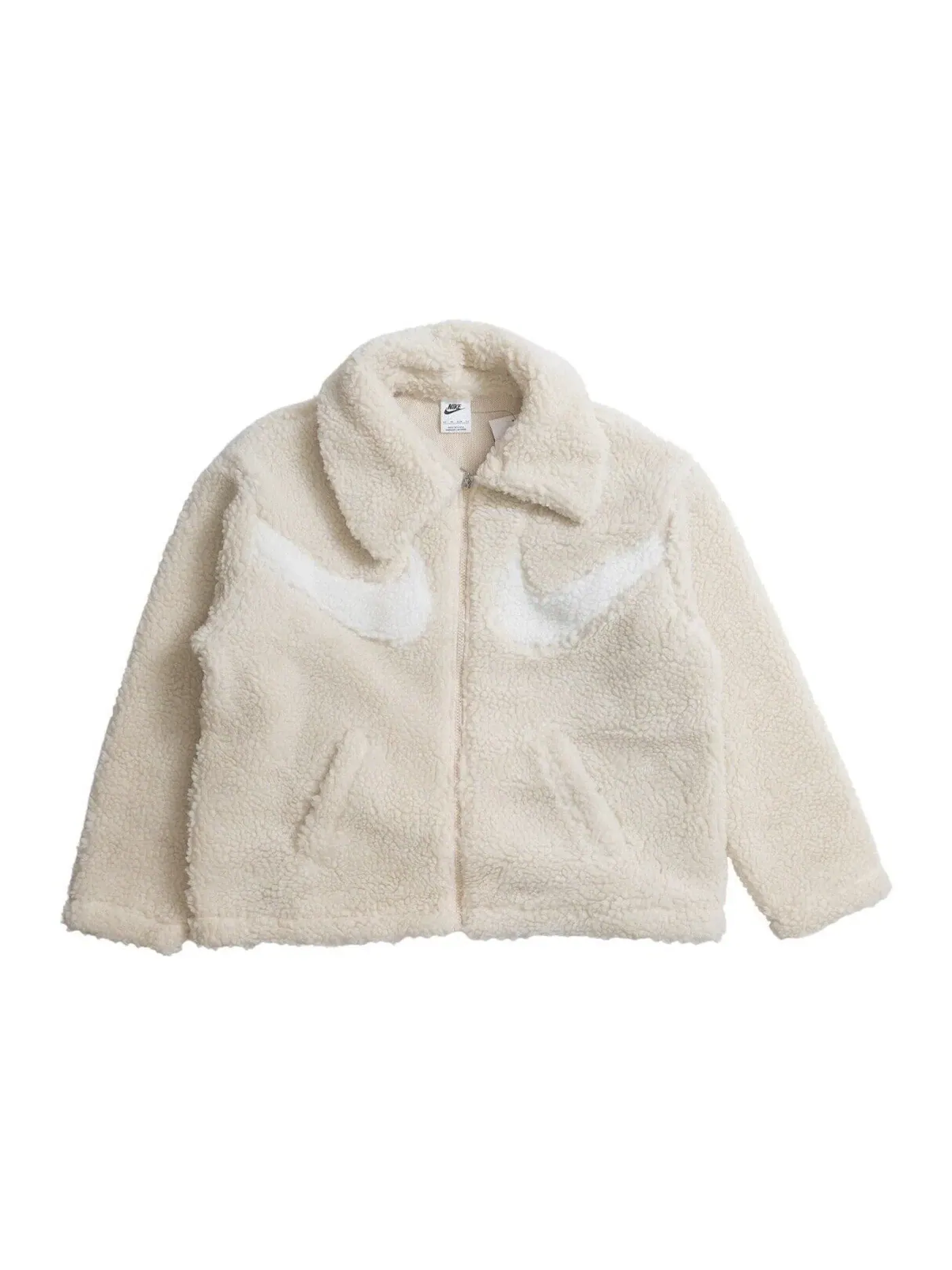 Женская куртка из флиса с принтом Nike Swoosh Full-Zip Sherpa Beige/White — изображение 1 из 1
