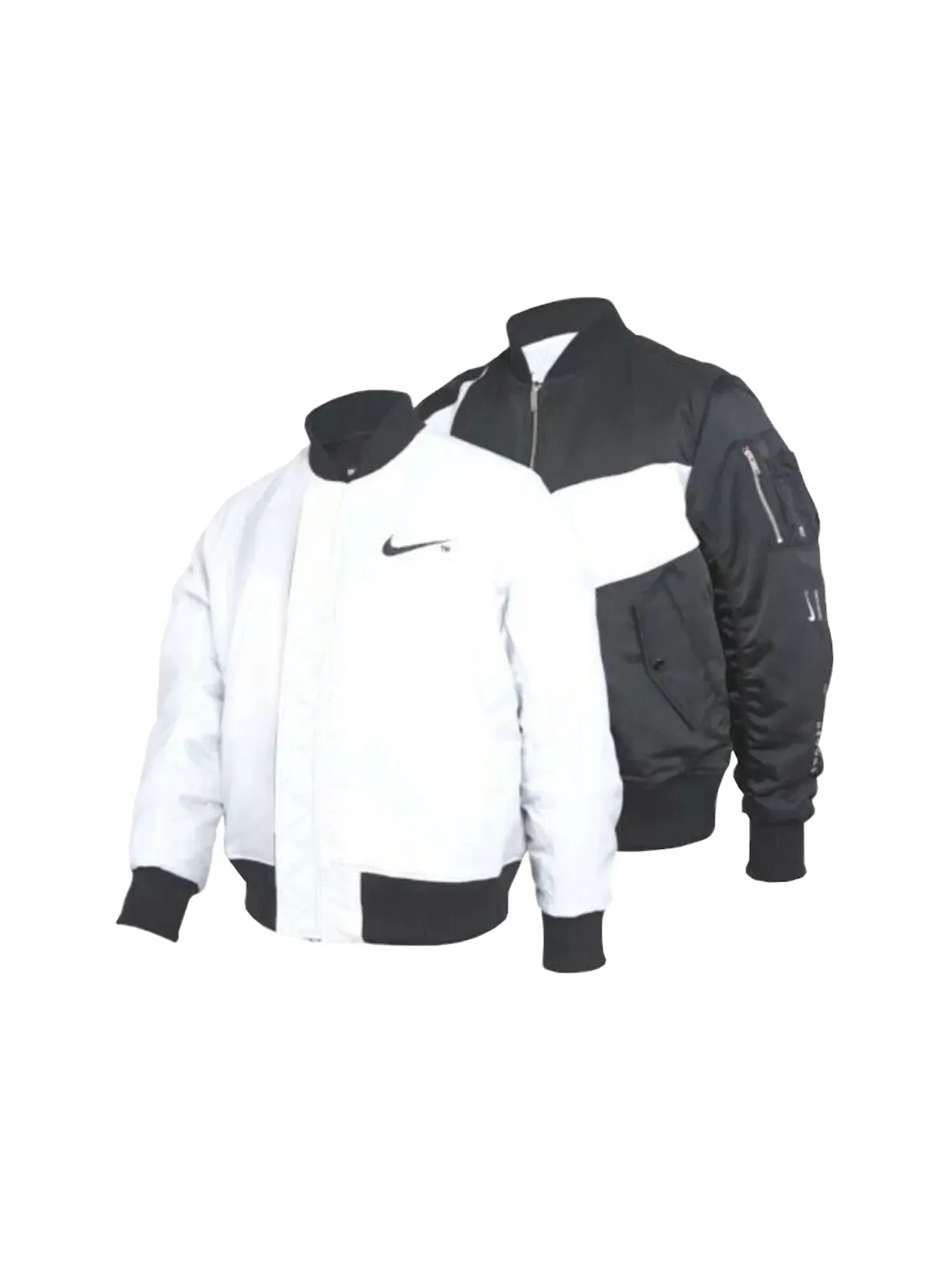 Мужская куртка-бомбер с принтом Nike SWOOSH Therma Fit Reversible — изображение 3 из 3, черный/белый