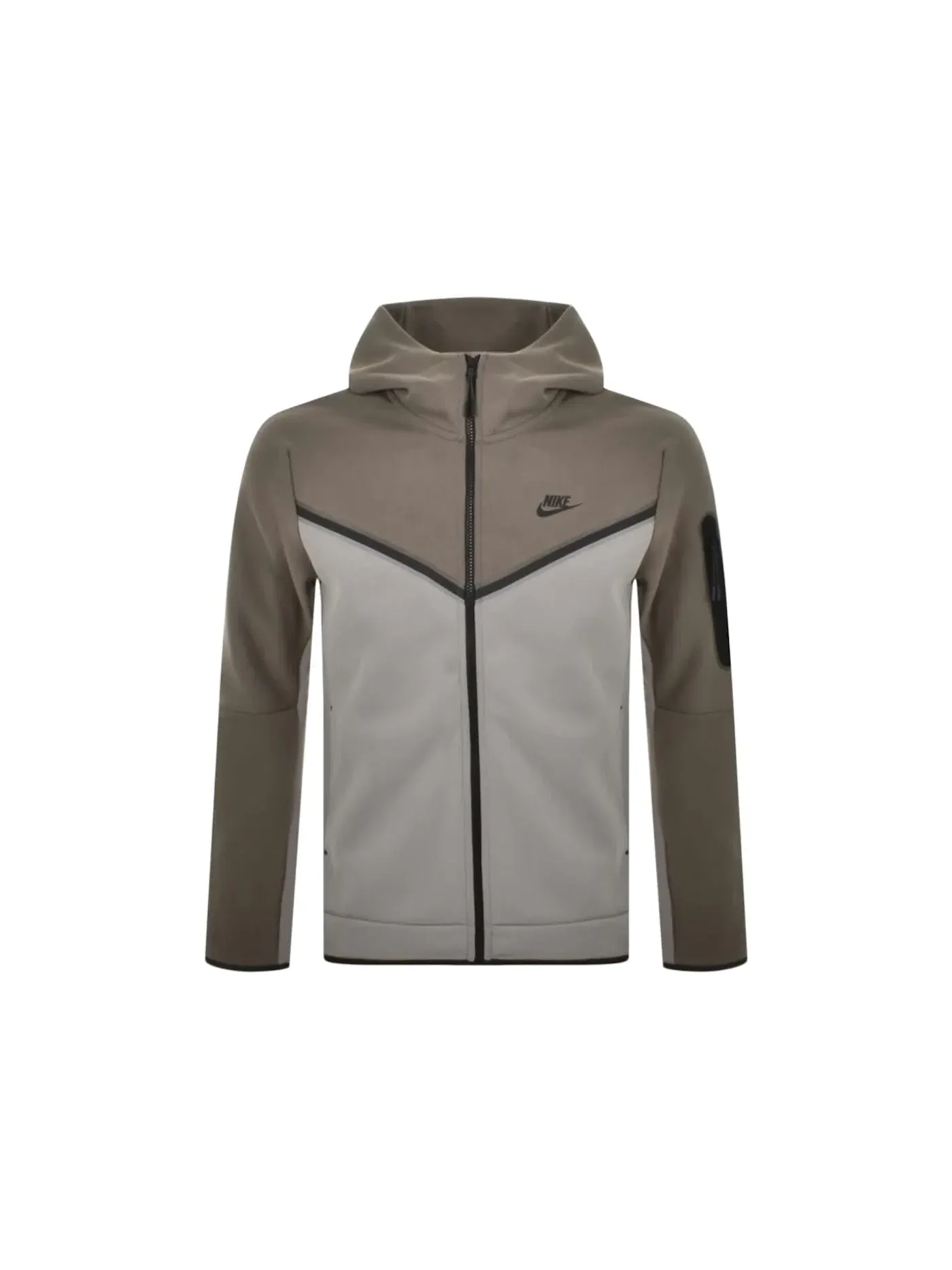 Мужская худи с полной застежкой-молнией Tech Fleece Nike — изображение 1 из 1, оливковый серый черный