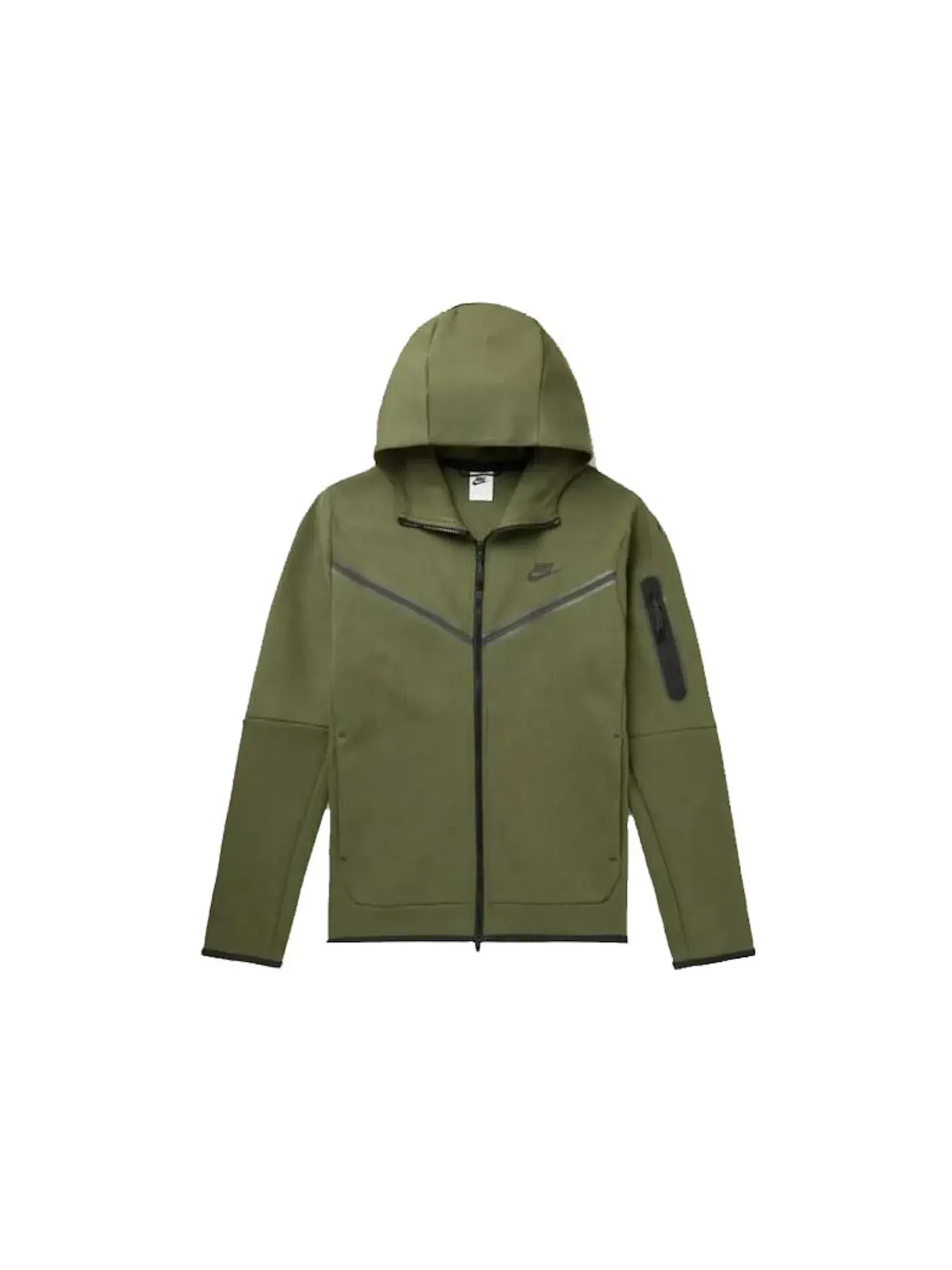 Мужская куртка Tech Fleece с полной застежкой-молнией Nike — изображение 1 из 1, зеленый черный