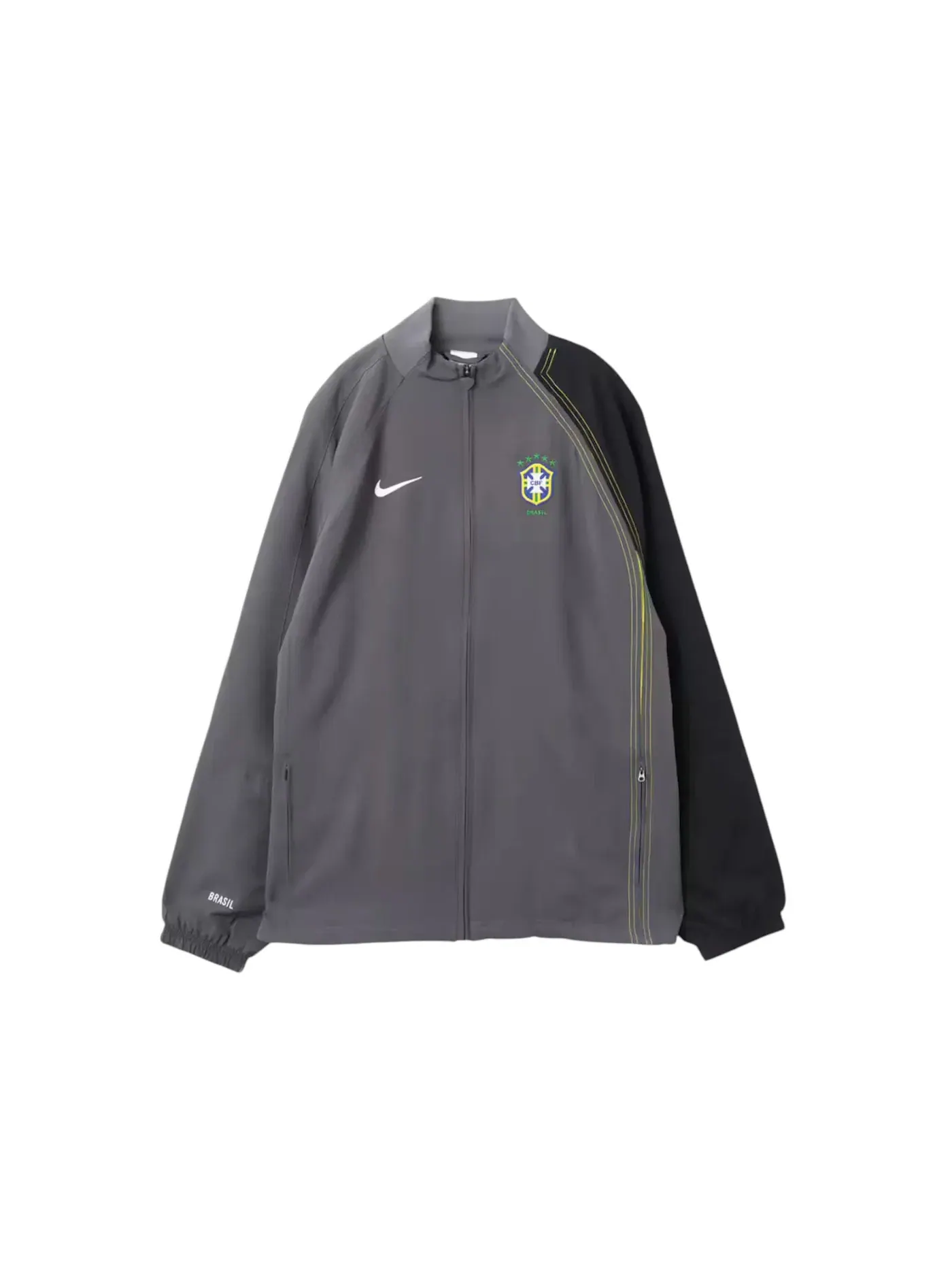 Мужская куртка-ветровка Nike Total 90 Brazil Reissue Replica Soccer Track Jacket — изображение 1 из 2, темный серый/черный