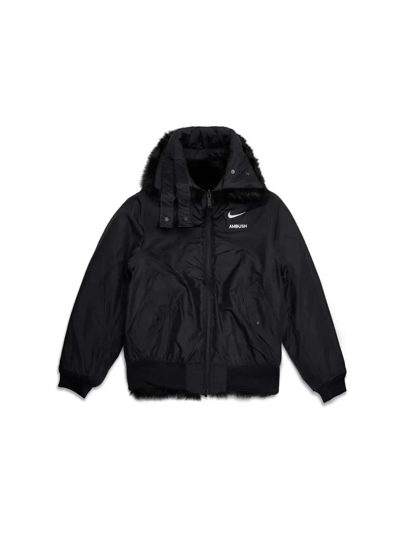 Женское пальто из искусственного меха двустороннее Nike x Ambush — изображение 2 из 2, черный