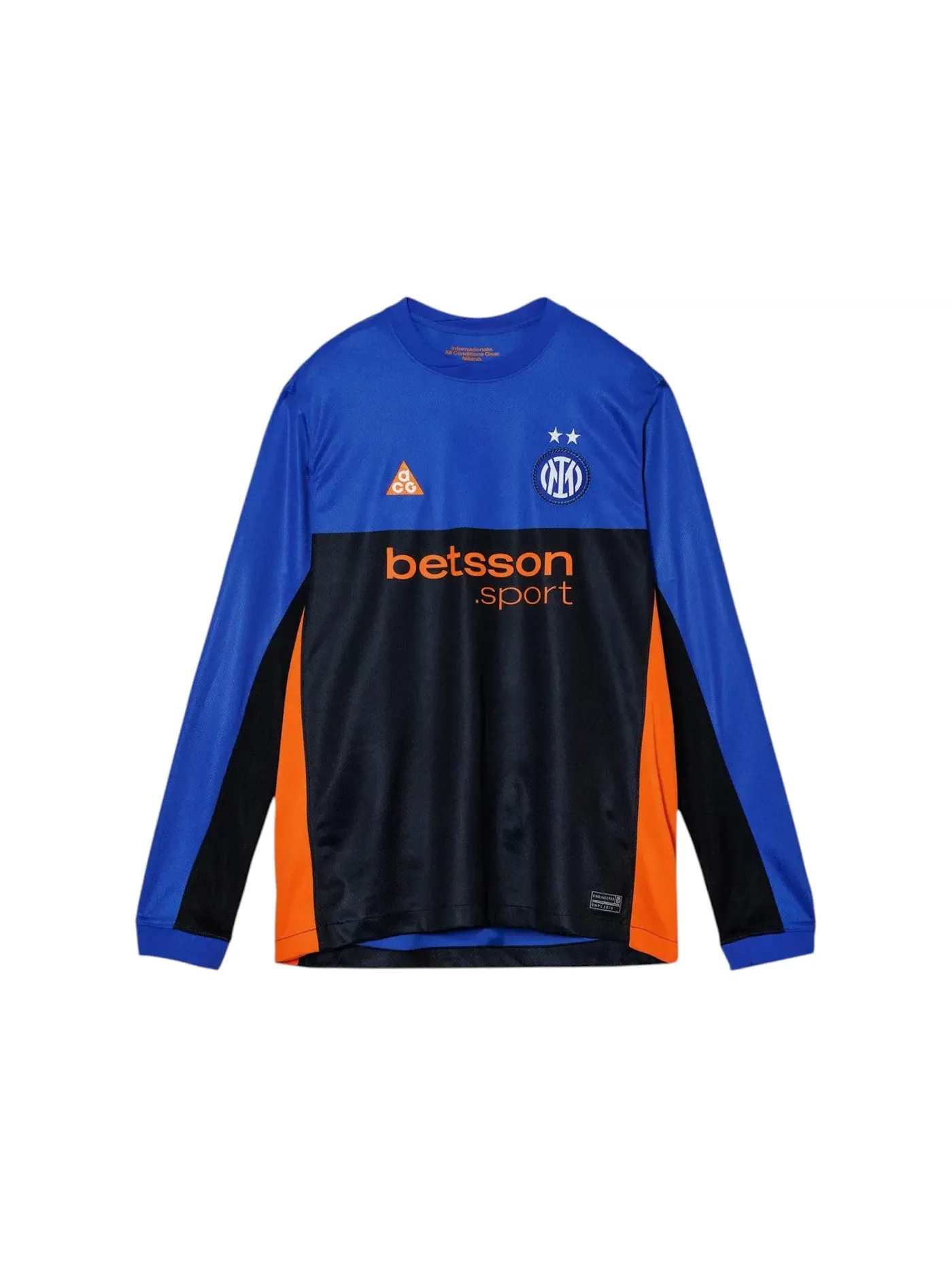 Мужская футбольная футболка с длинным рукавом Nike ACG Dri-Fit Replica Jersey — изображение 1 из 1, синий/черный/оранжевый