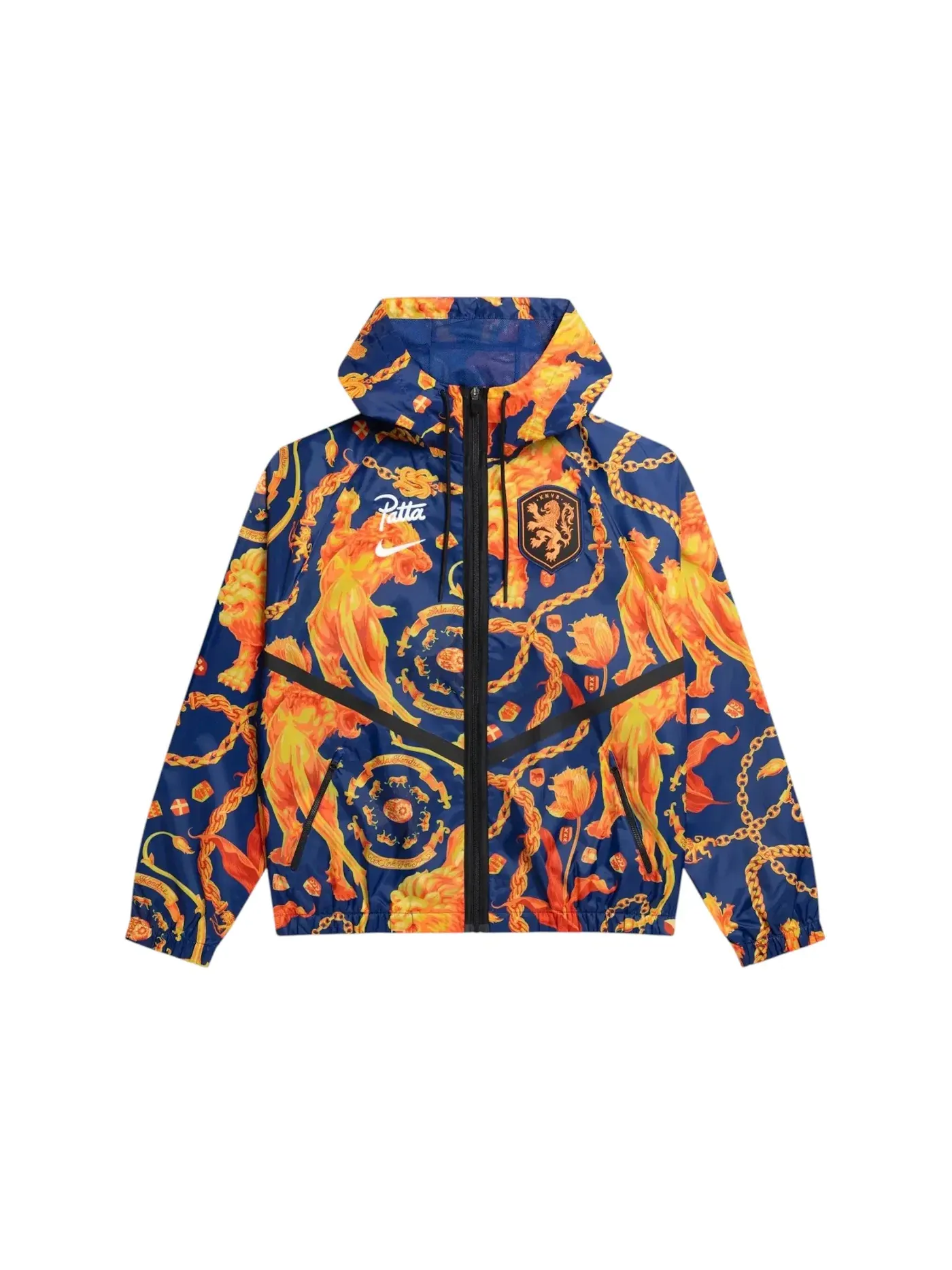 Мужская куртка-анорак с принтом Nike x Patta KNVB Anthem Jacket — изображение 1 из 2, оранжевый/темно-синий