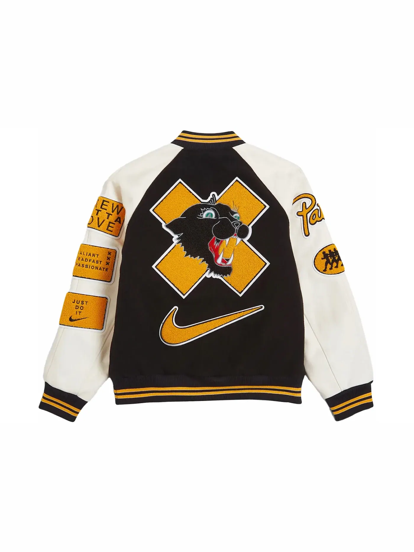 Мужская куртка-бомбер с принтом Nike x Patta Running Team Varsity Jacket — изображение 1 из 2, черный/желтый/белый