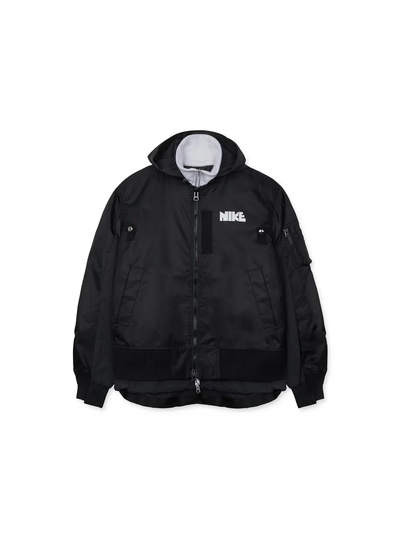 Женская куртка-бомбер с многослойностью Nike x Sacai Layered Bomber Jacket Nike — изображение 1 из 2, черный
