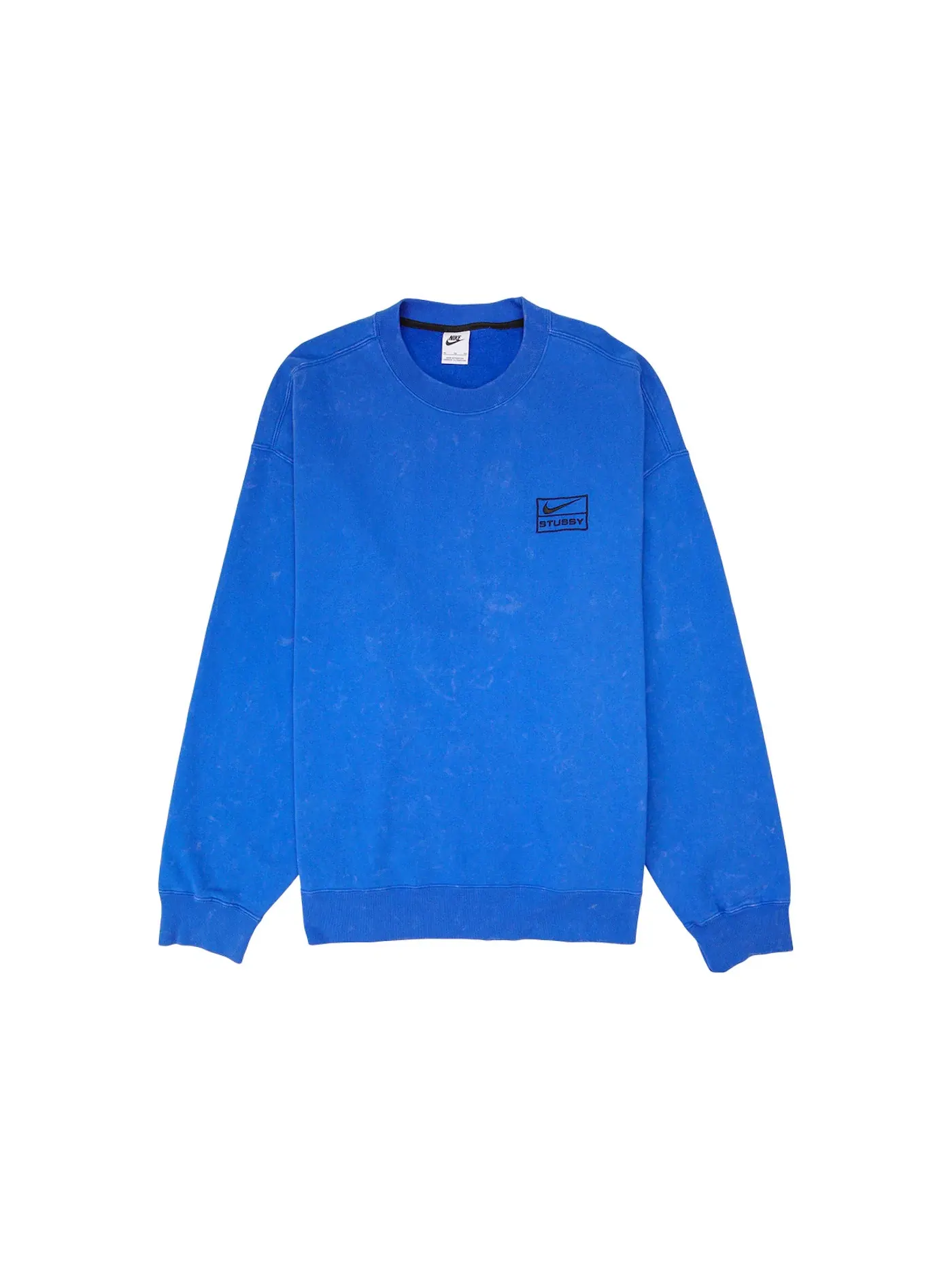 Мужской свитшот с эффектом кислотной стирки Crew Fleece Nike — изображение 1 из 2, синий