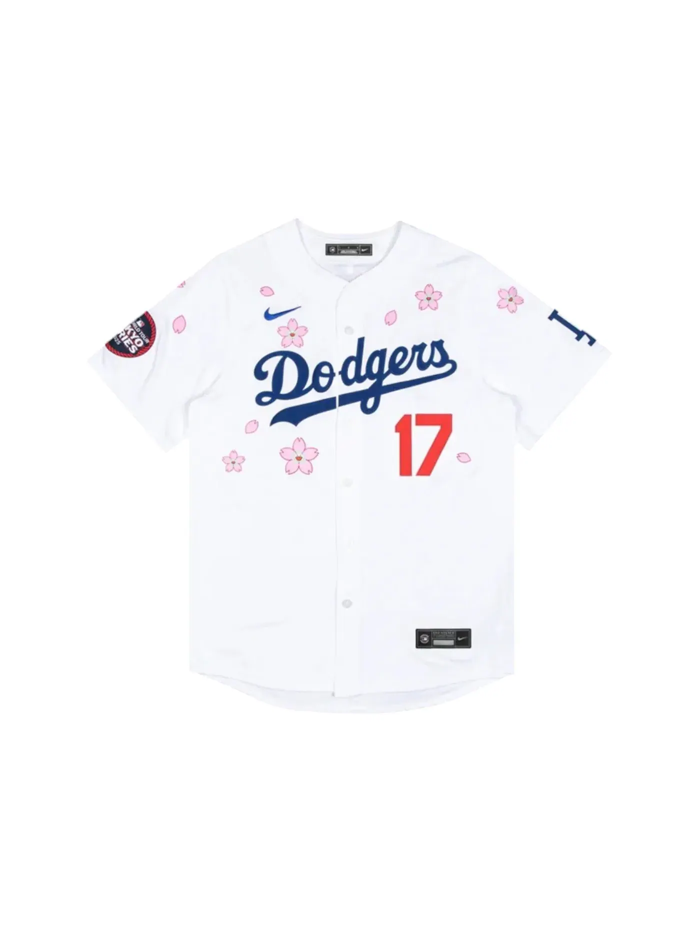 Мужская джерси с принтом Nike x Takashi Murakami x MLB World Tour Tokyo Series 2025 Dodgers Ohtani Jersey, белый