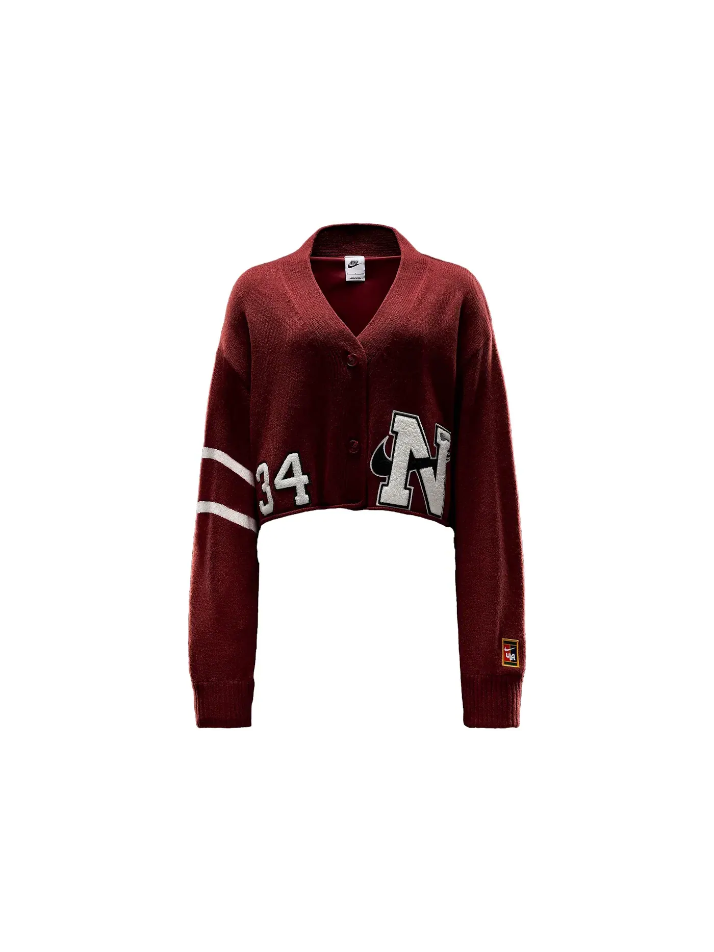 Женский кардиган с длинным рукавом Nike Cardigan — изображение 1 из 1, темный красный