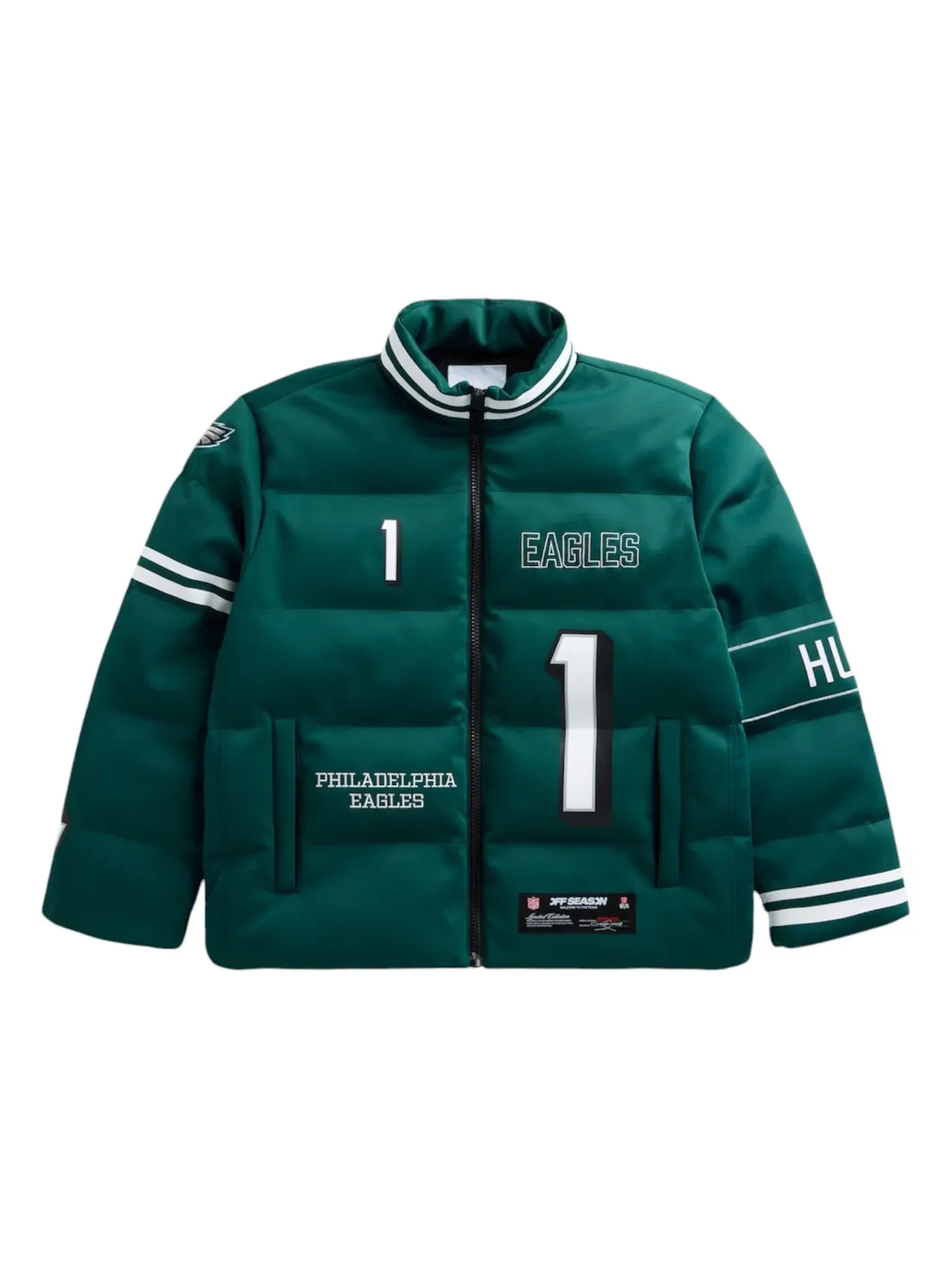 Унисекс куртка пуховик Jalen Hurts Philadelphia Eagles Player Off Season — изображение 1 из 2, темный зеленый