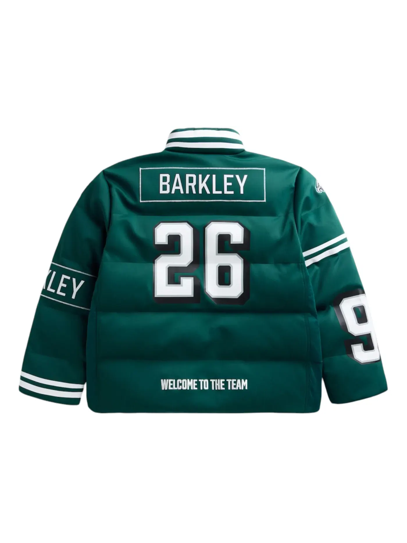 Унисекс пуховик с принтом Saquon Barkley Philadelphia Eagles Off Season — изображение 2 из 2, темный зеленый