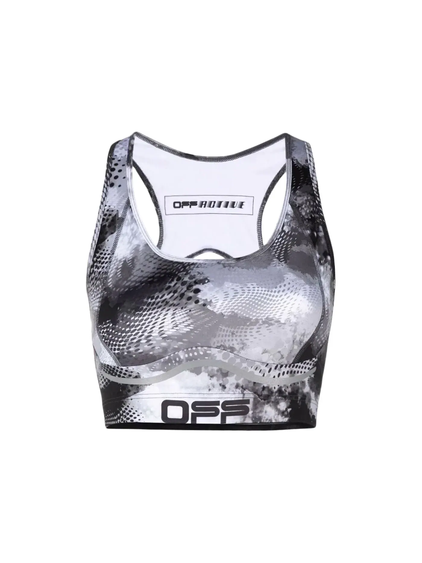 Женский спортивный бюстгальтер с логотипом Active Logo OFF-WHITE — изображение 1 из 2, черный/белый/серый