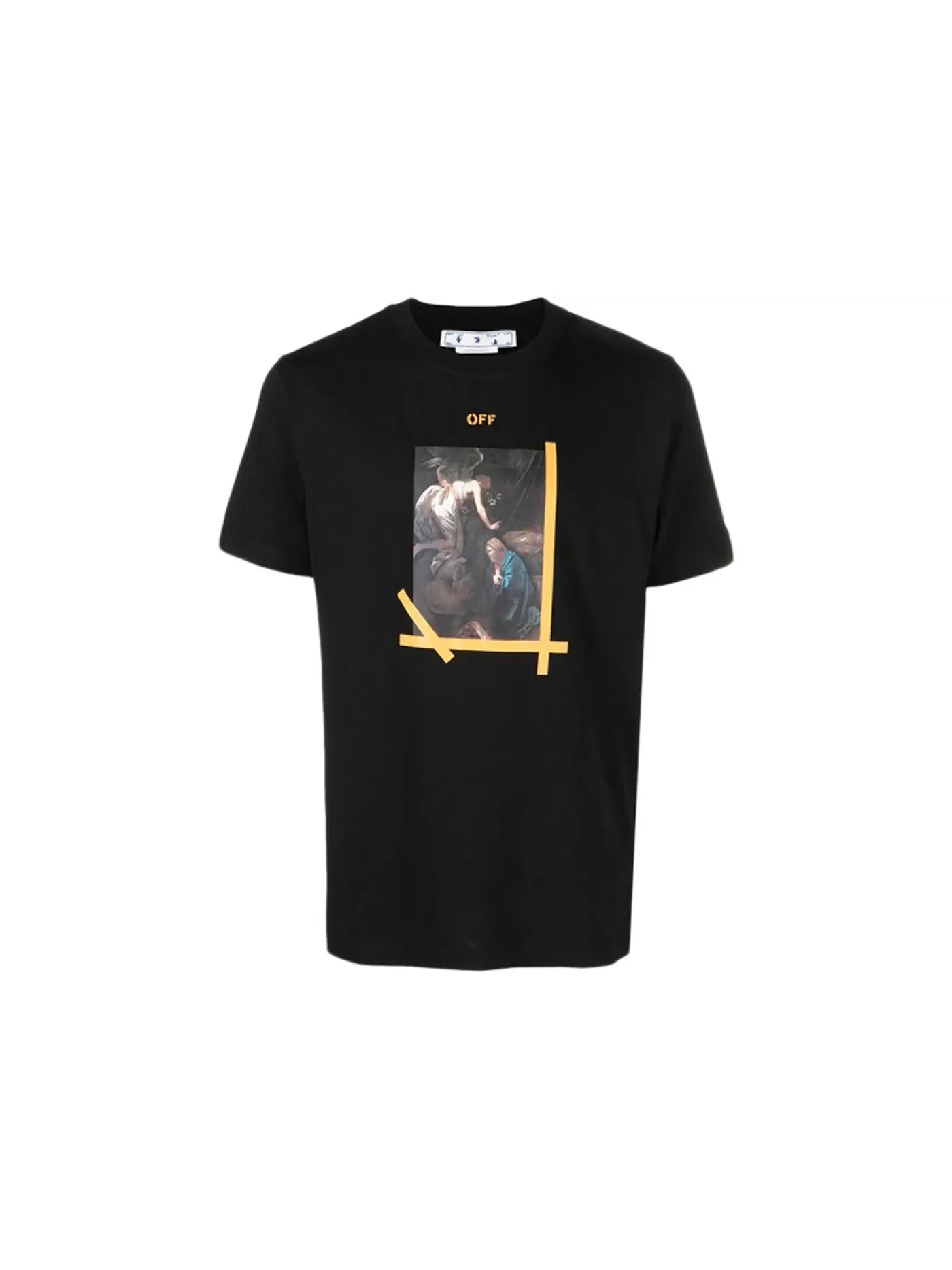 Мужская футболка с принтом Arrows Caravaggio Annunciation Slim Tee OFF-WHITE — изображение 1 из 1, черный мульти