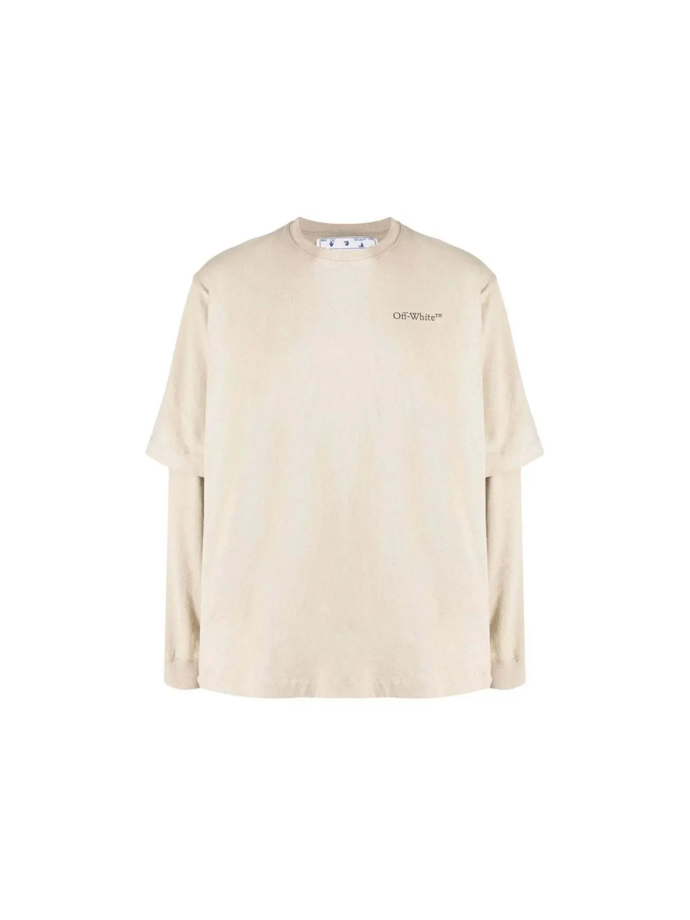 Мужская футболка с длинным рукавом с принтом Caravag Arrow Logo OFF-WHITE — изображение 1 из 2, бежевый