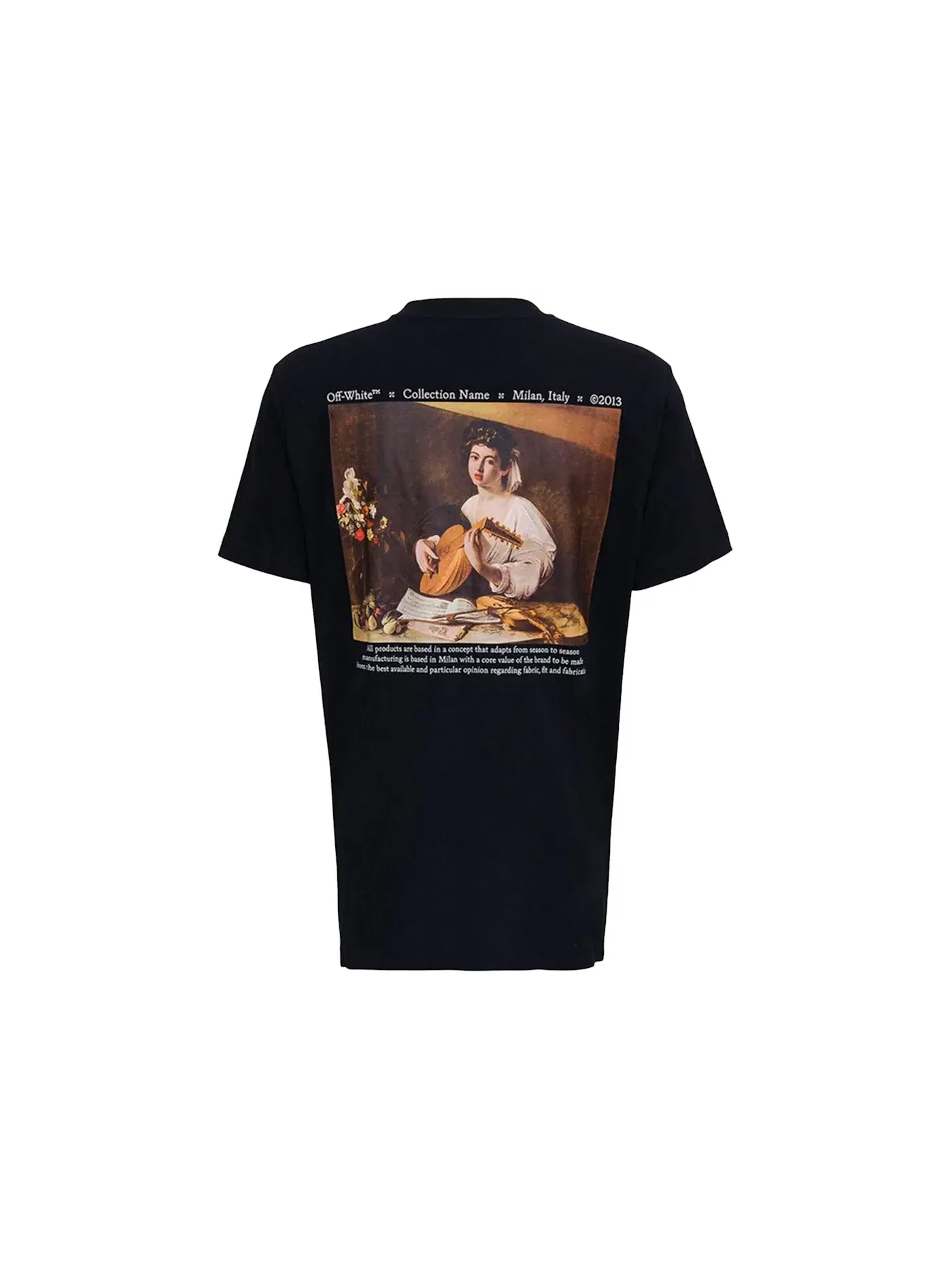 Мужская футболка с принтом Caravaggio The Lute Player OFF-WHITE — изображение 2 из 2, черный мульти