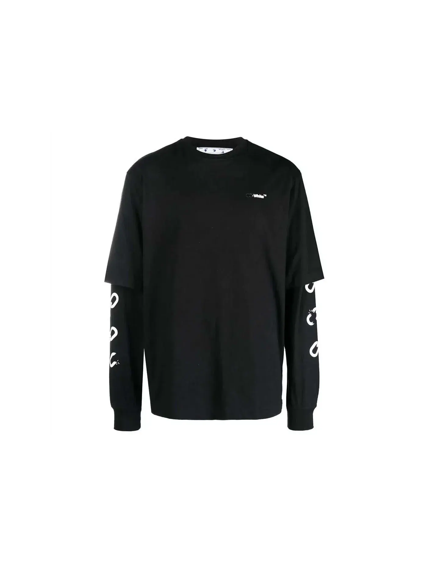 Мужская футболка с принтом Chain Arrow Double T-shirt OFF-WHITE — изображение 1 из 2, черный