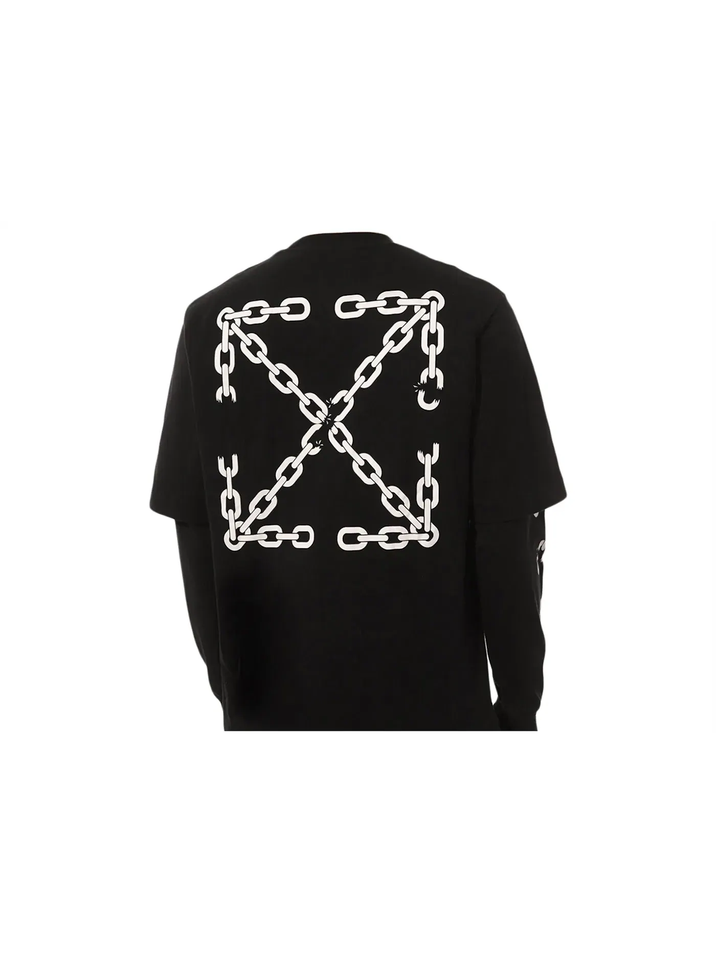Мужская футболка с принтом Chain Arrow Double T-shirt OFF-WHITE — изображение 2 из 2, черный