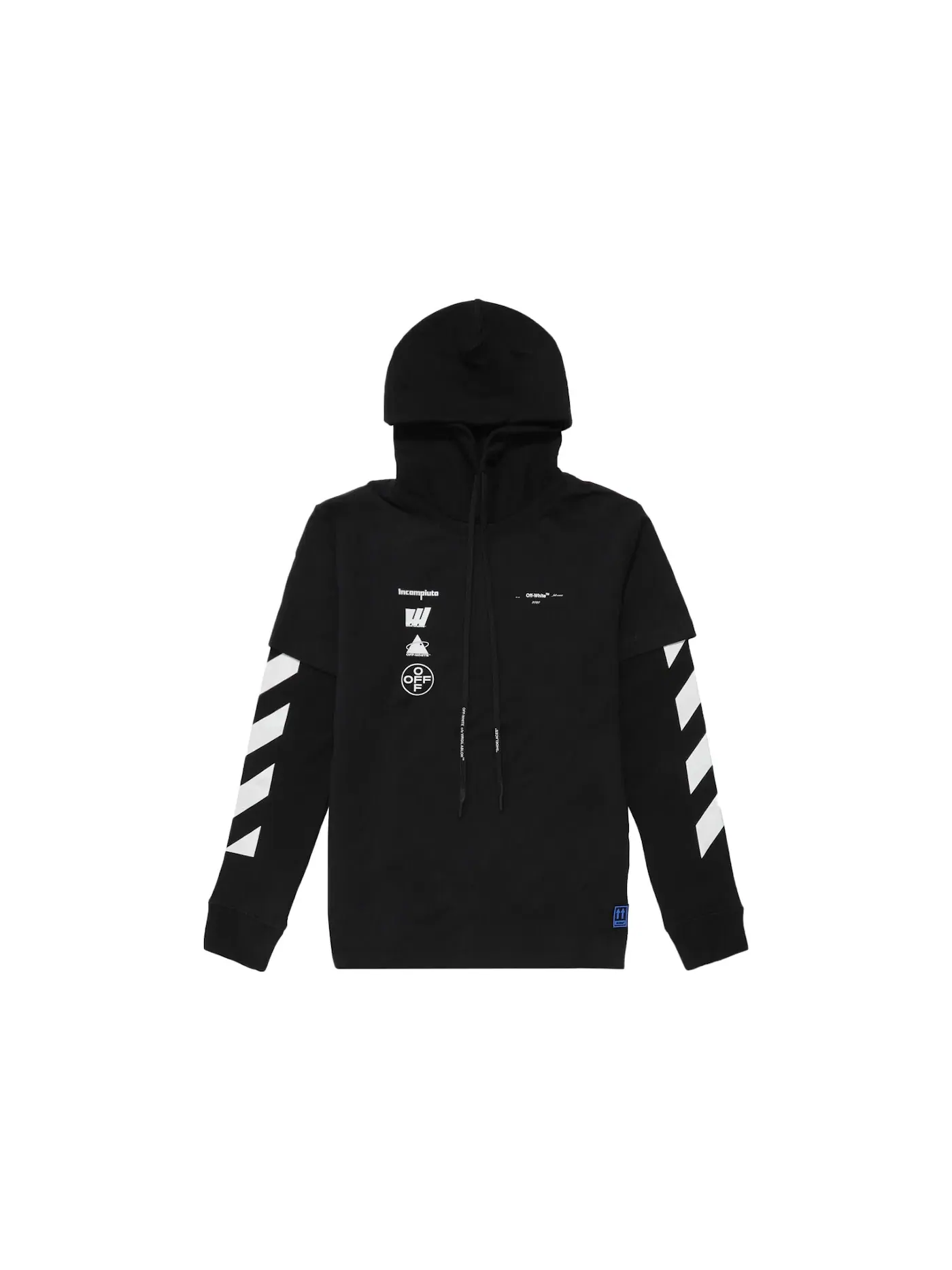 Мужская футболка с капюшоном Diag Mariana OFF-WHITE — изображение 1 из 3, черный/мульти