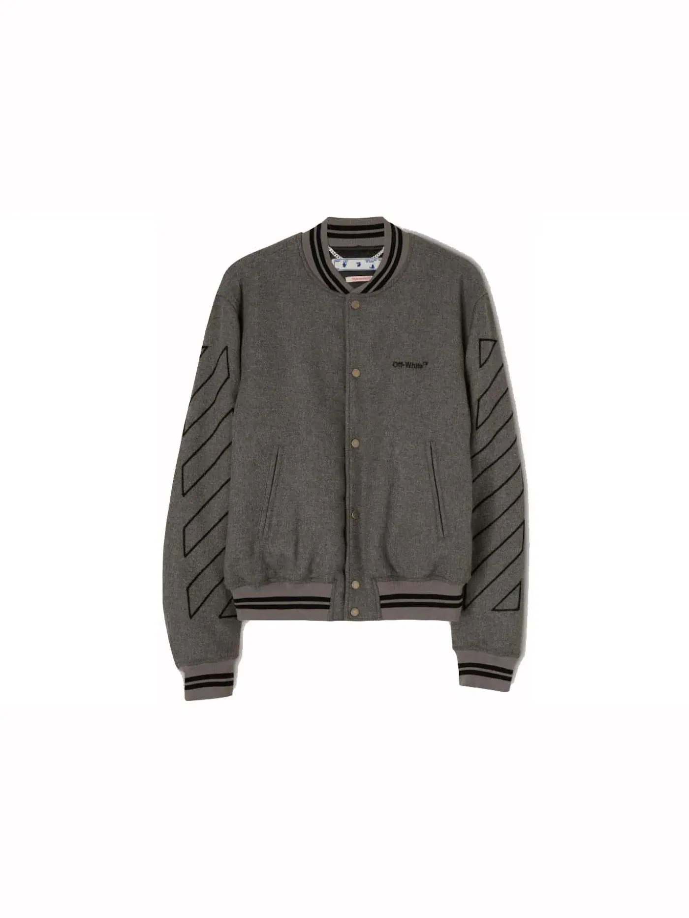 Мужская куртка-бомбер с длинным рукавом Varsity Jacket OFF-WHITE — изображение 1 из 1, серый