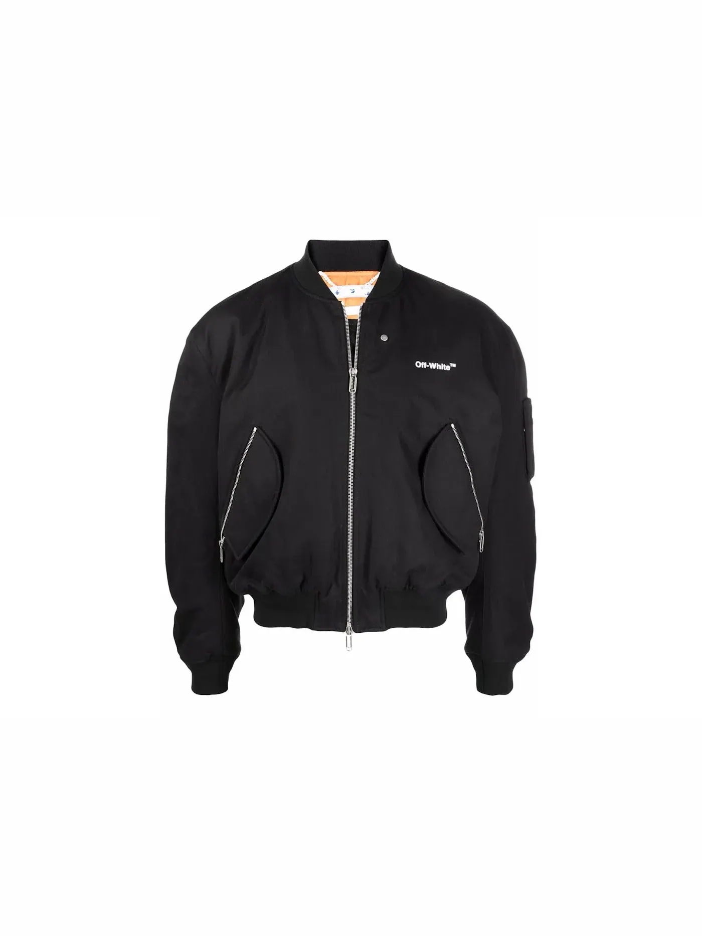 Мужская бомбер-куртка с диагональными полосами OFF-WHITE — изображение 1 из 1, черный/белый