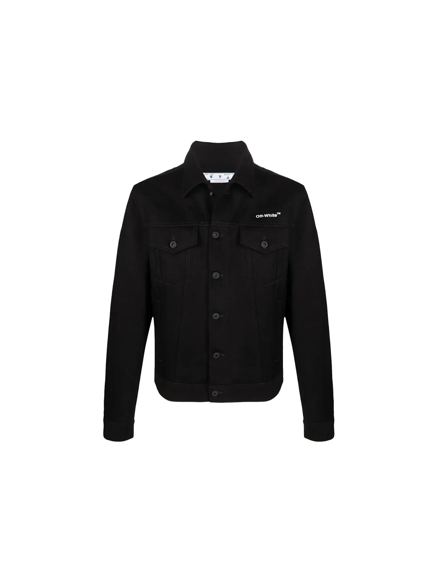 Мужская джинсовая куртка с диагональными полосами Jacket OFF-WHITE — изображение 1 из 2, черный/белый