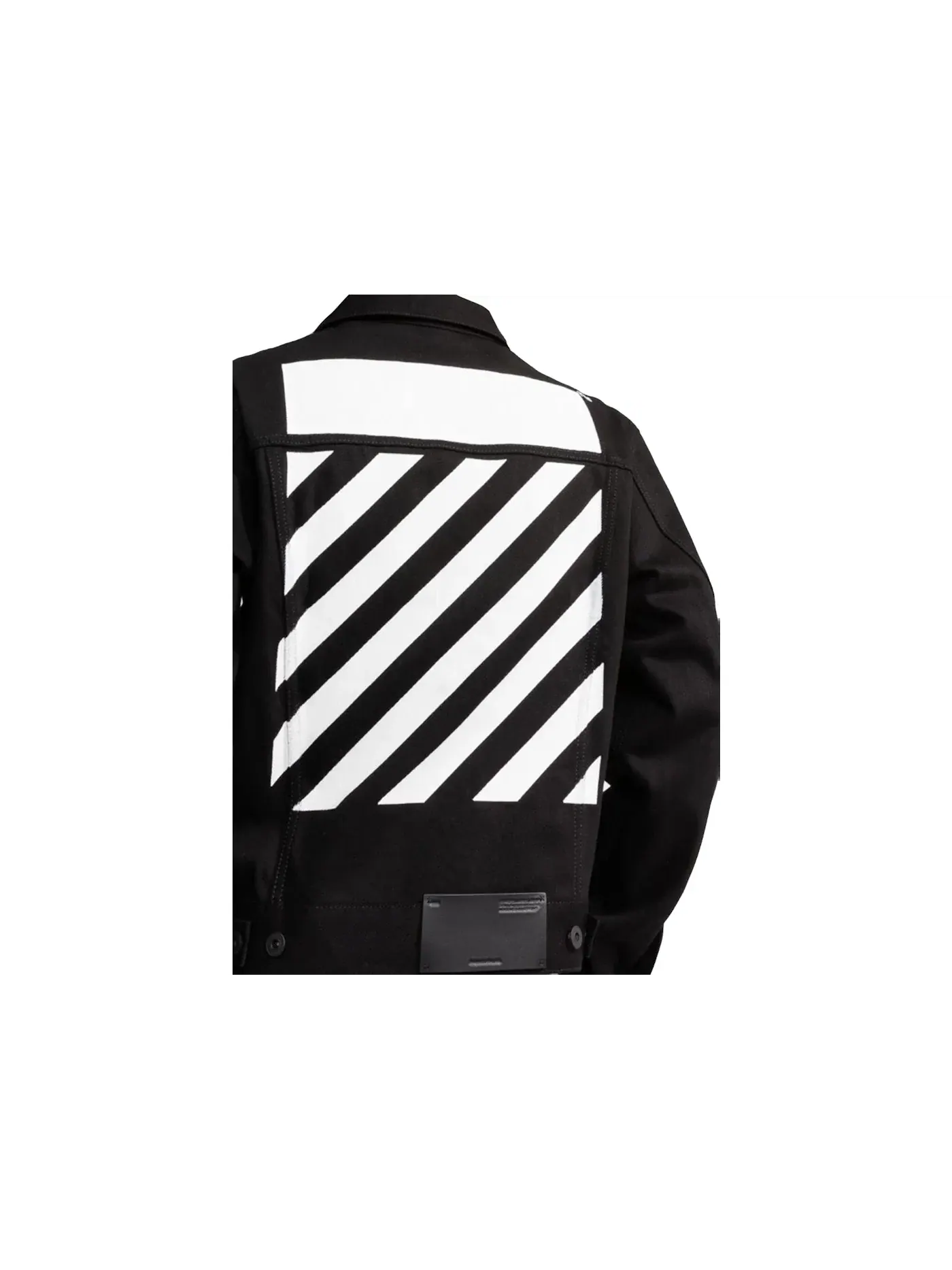 Мужская джинсовая куртка с диагональными полосами Jacket OFF-WHITE — изображение 2 из 2, черный/белый