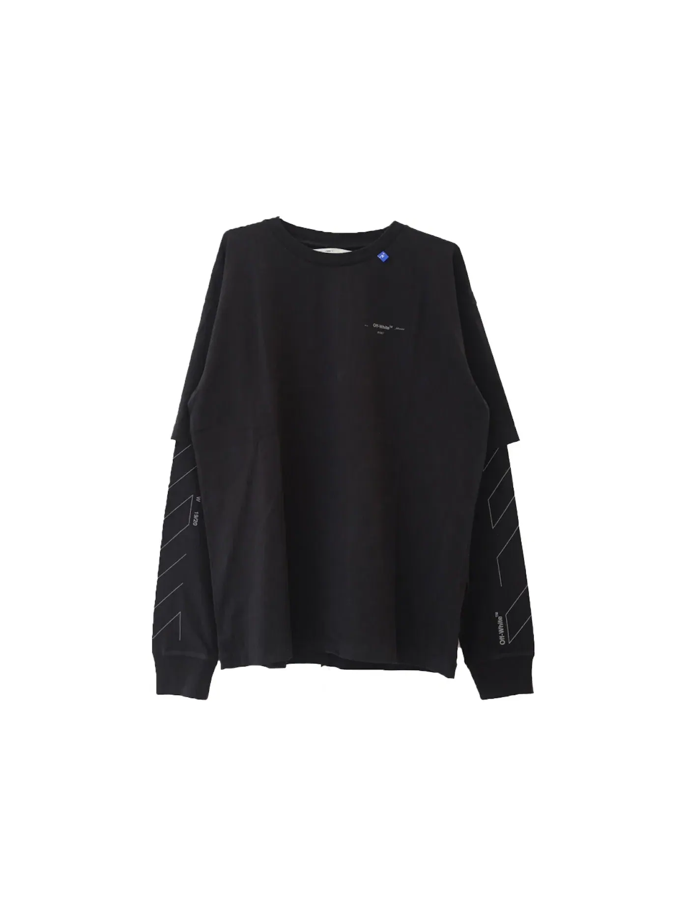 Мужская футболка с отделкой OFF-WHITE Diag Unfinished OFF-WHITE — изображение 1 из 3, черный/серебристый
