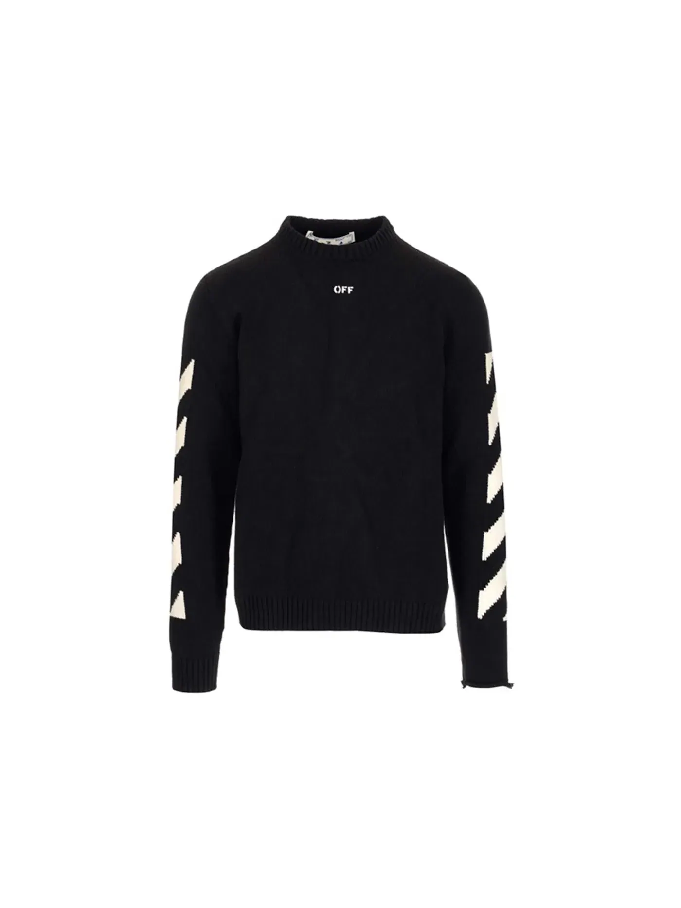 Мужской свитер с круглым вырезом Diagonal Crewneck Knit OFF-WHITE — изображение 1 из 2, черный/белый