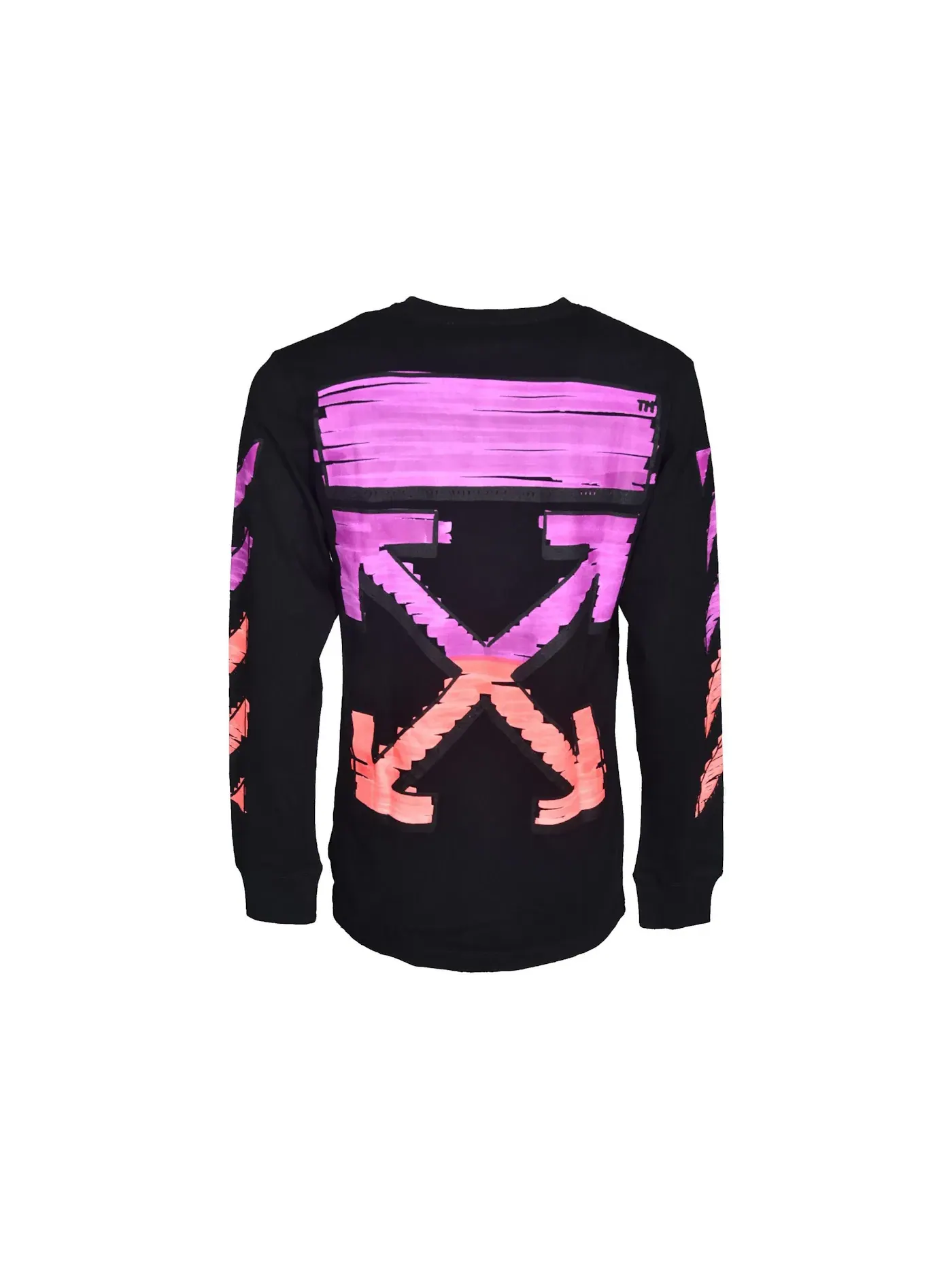 Мужская футболка с длинным рукавом Diagonal Striped Marker OFF-WHITE — изображение 2 из 2, черный