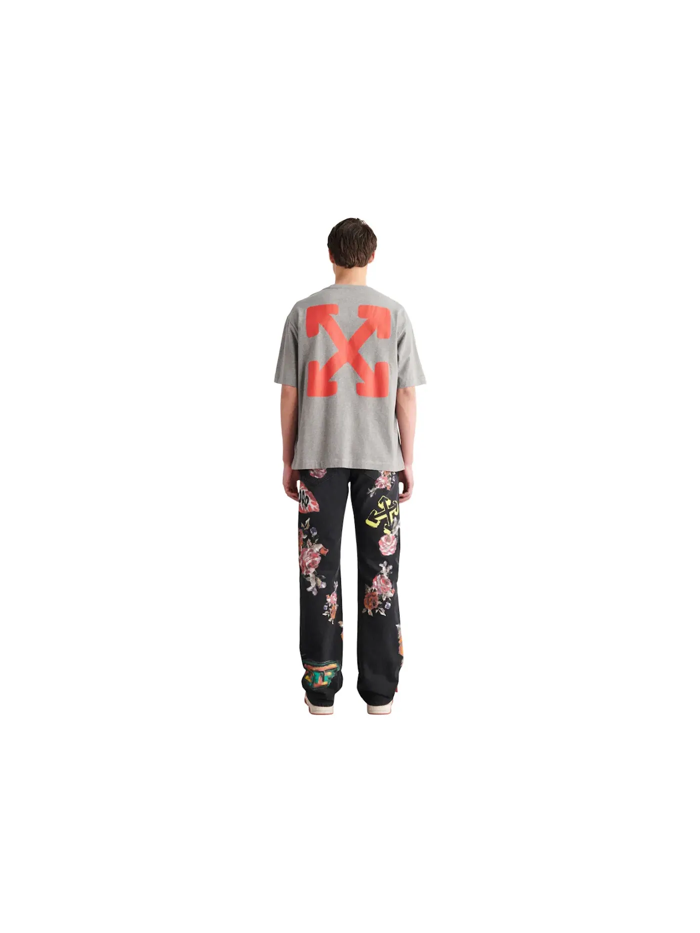 Мужская футболка с принтом Emotion Arrow Over Skate S/S Tee OFF-WHITE — изображение 2 из 2, серый оранжевый