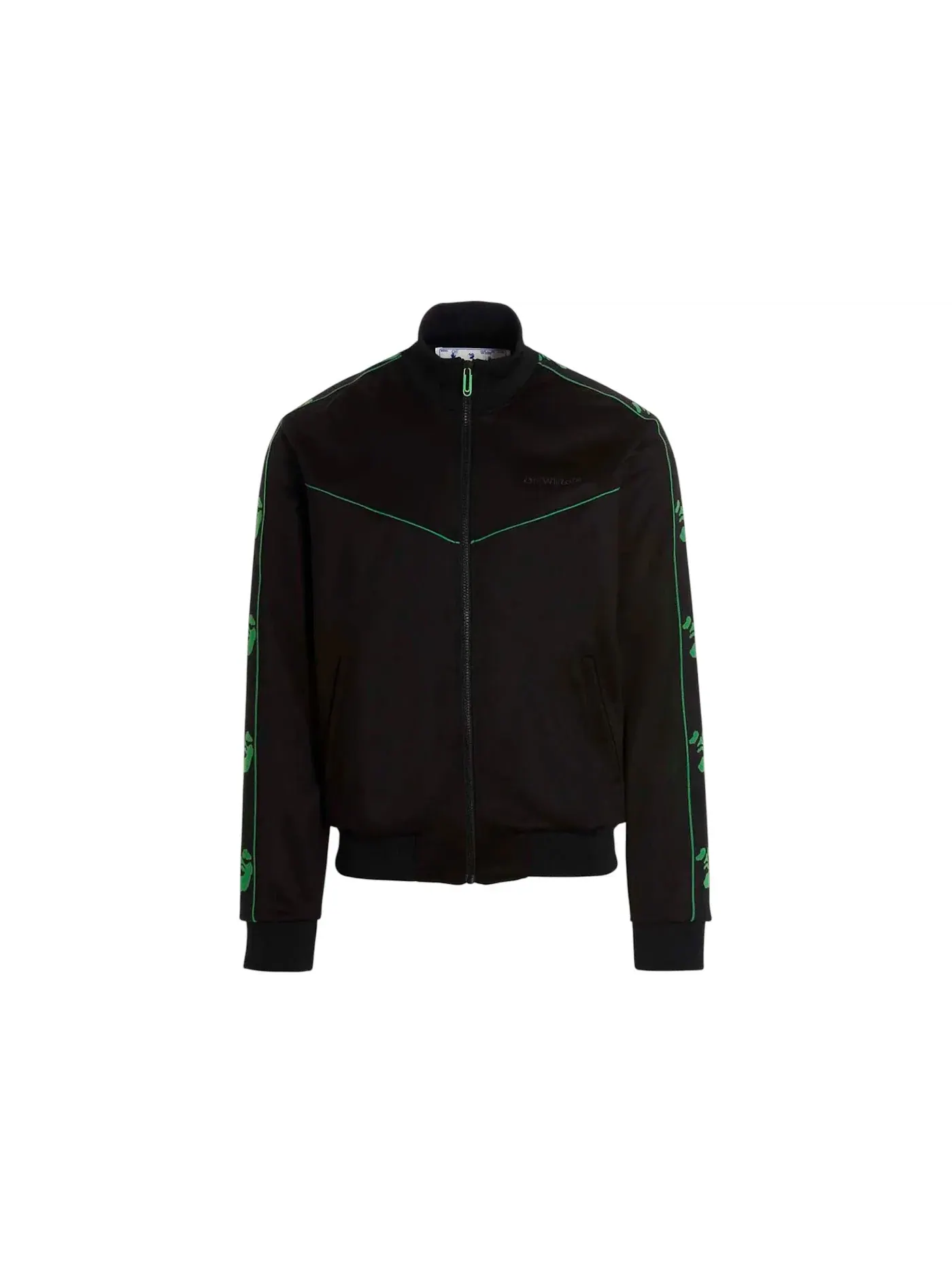 Мужская куртка-бомбер с принтом OFF-WHITE Face Band Slim Tracktop Jacket — изображение 1 из 1, черный