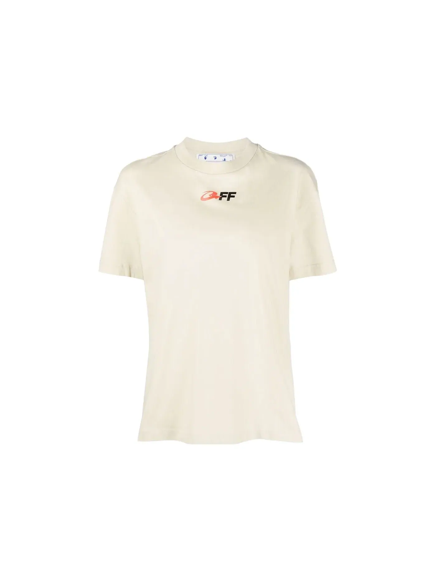 Женская футболка с принтом Graphic-Print Cotton T-Shirt OFF-WHITE — изображение 1 из 1, бежевый/черный