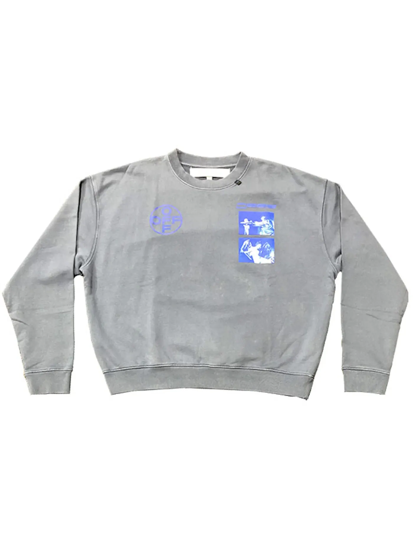 Мужской свитшот с принтом Crewneck OFF-WHITE — изображение 1 из 2, индиго синий