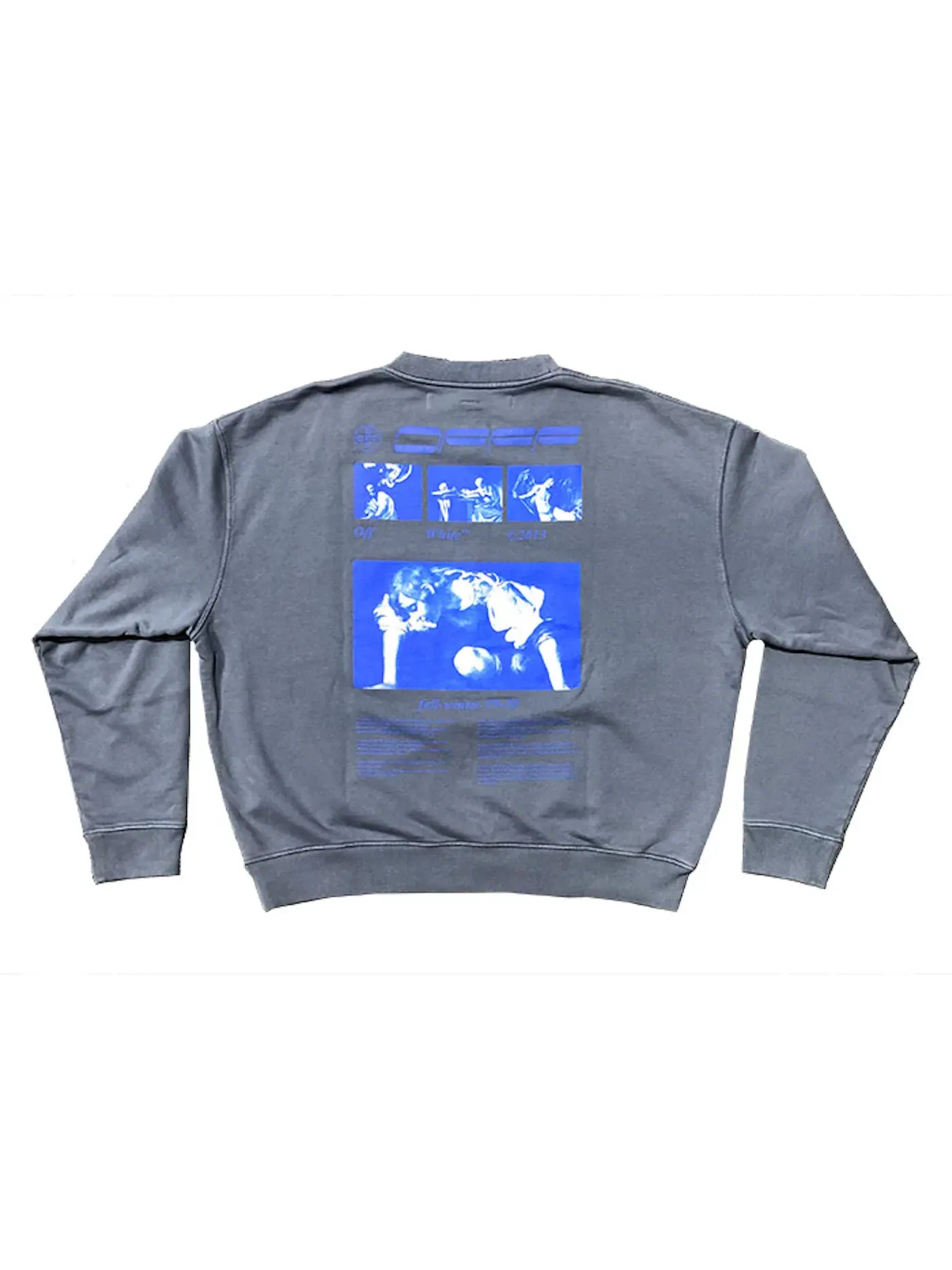Мужской свитшот с принтом Crewneck OFF-WHITE — изображение 2 из 2, индиго синий
