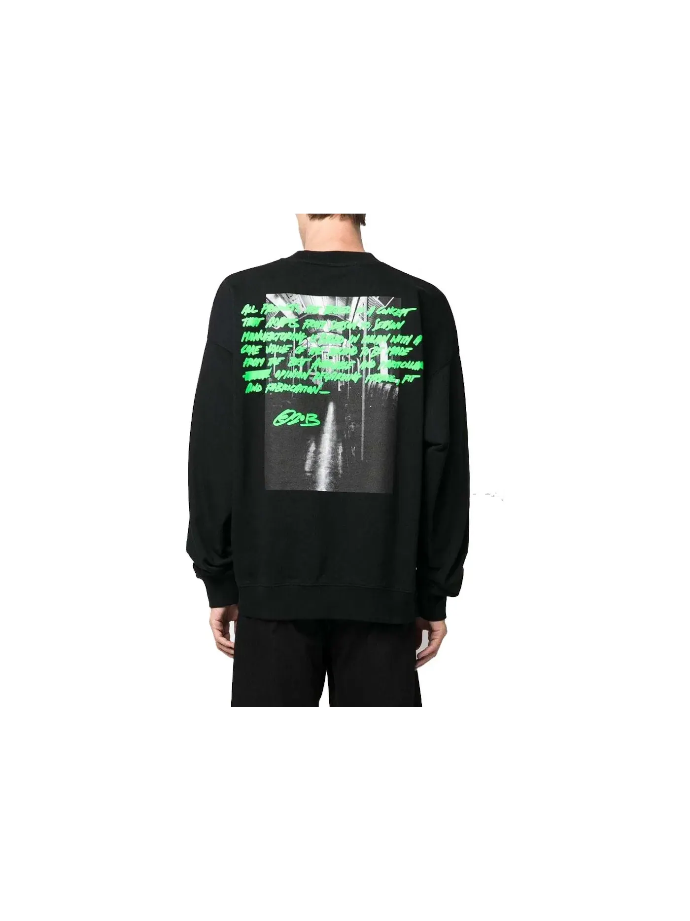 Мужской свитшот Metro Type Skate Crewneck OFF-WHITE — изображение 2 из 2, черный/зеленый