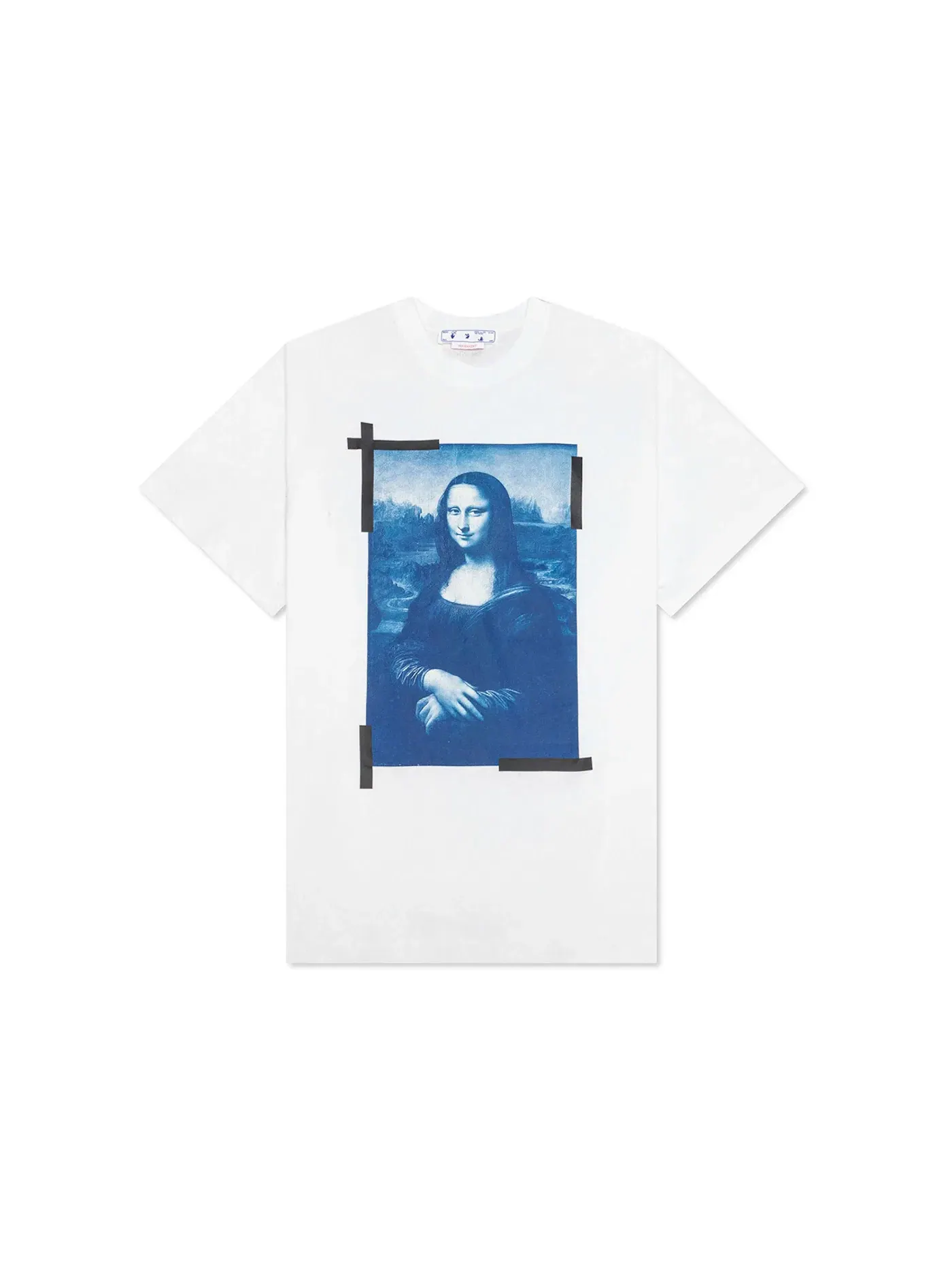 Мужская футболка с принтом Mona Lisa Print Logo OFF-WHITE — изображение 1 из 2, белый/синий/черный