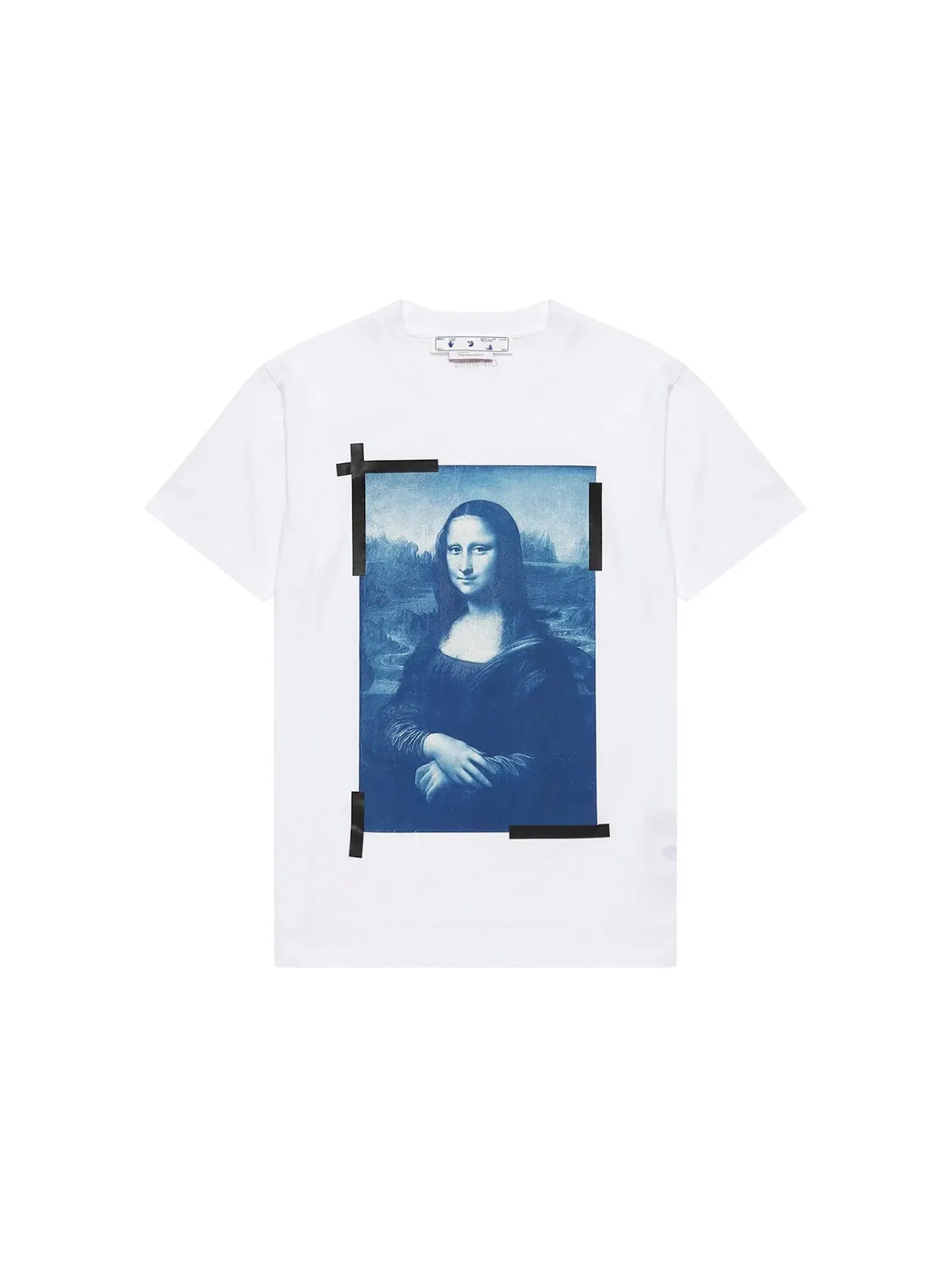Мужская футболка с принтом Mona Lisa Logo Slim Fit OFF-WHITE — изображение 1 из 2, белый/синий/черный