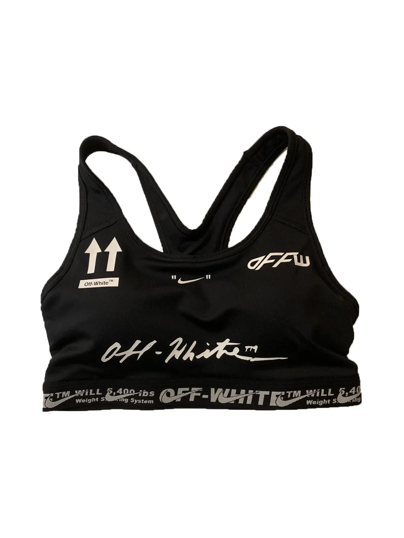 Женский спортивный бюстгальтер с регулируемыми бретелями OFF-WHITE Nike Sports Bra — изображение 1 из 2, черный