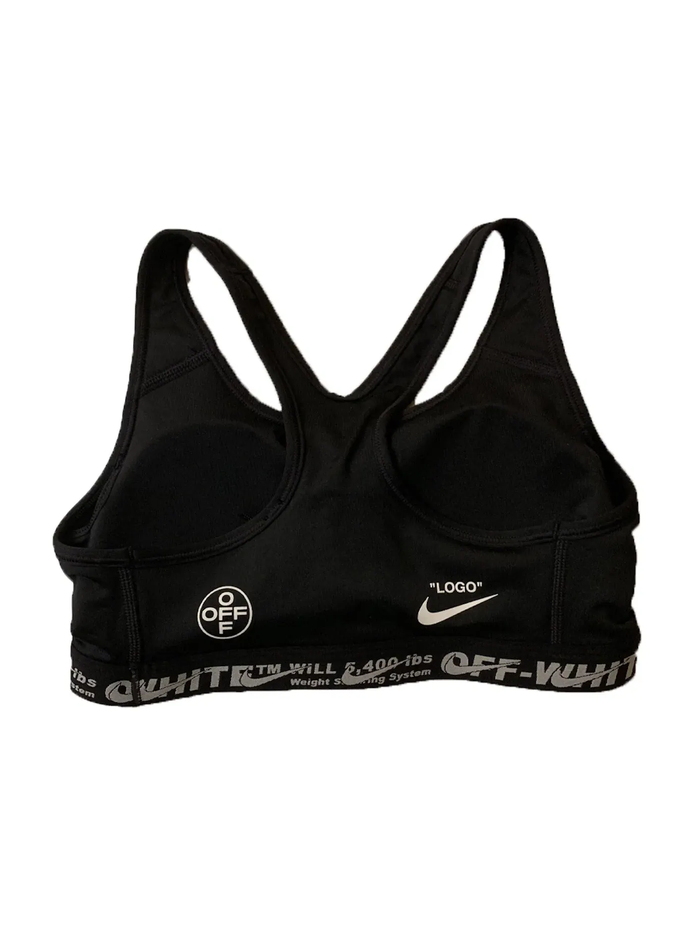 Женский спортивный бюстгальтер с регулируемыми бретелями OFF-WHITE Nike Sports Bra — изображение 2 из 2, черный