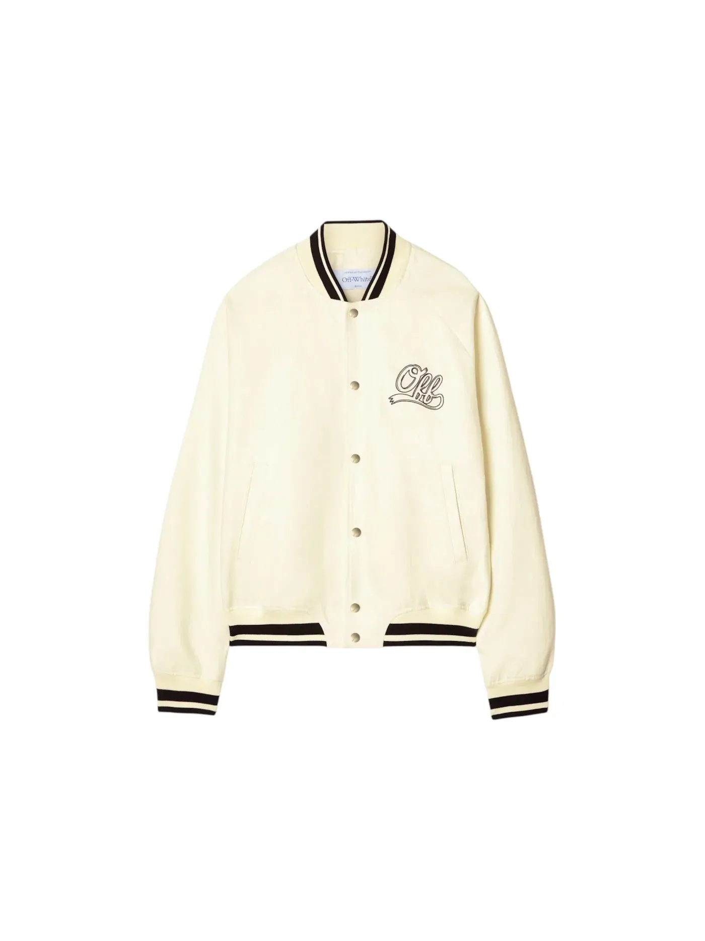 Мужская куртка льняная с принтом Off Italic Linen Souvenir Varsity Jacket OFF-WHITE, Neutrals — изображение 1 из 1