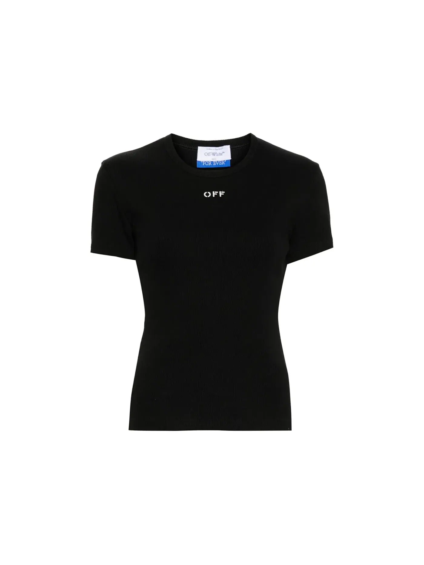 Женская футболка с принтом Off Stamp Rib Basic Tee OFF-WHITE — изображение 1 из 1, черный/белый