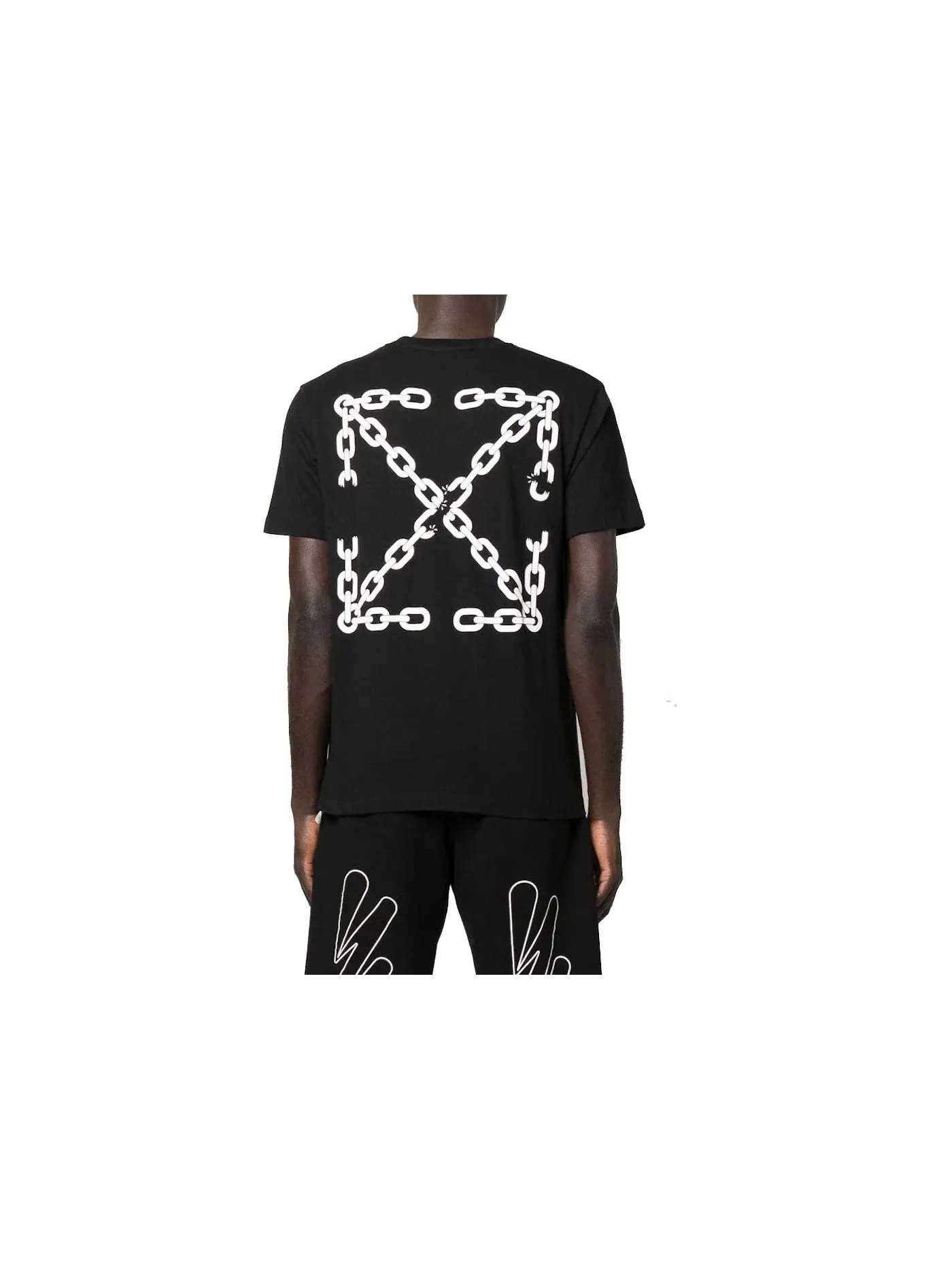 Мужская футболка с принтом Chain Arr Slim S/S Tee OFF-WHITE — изображение 1 из 2, черный/белый
