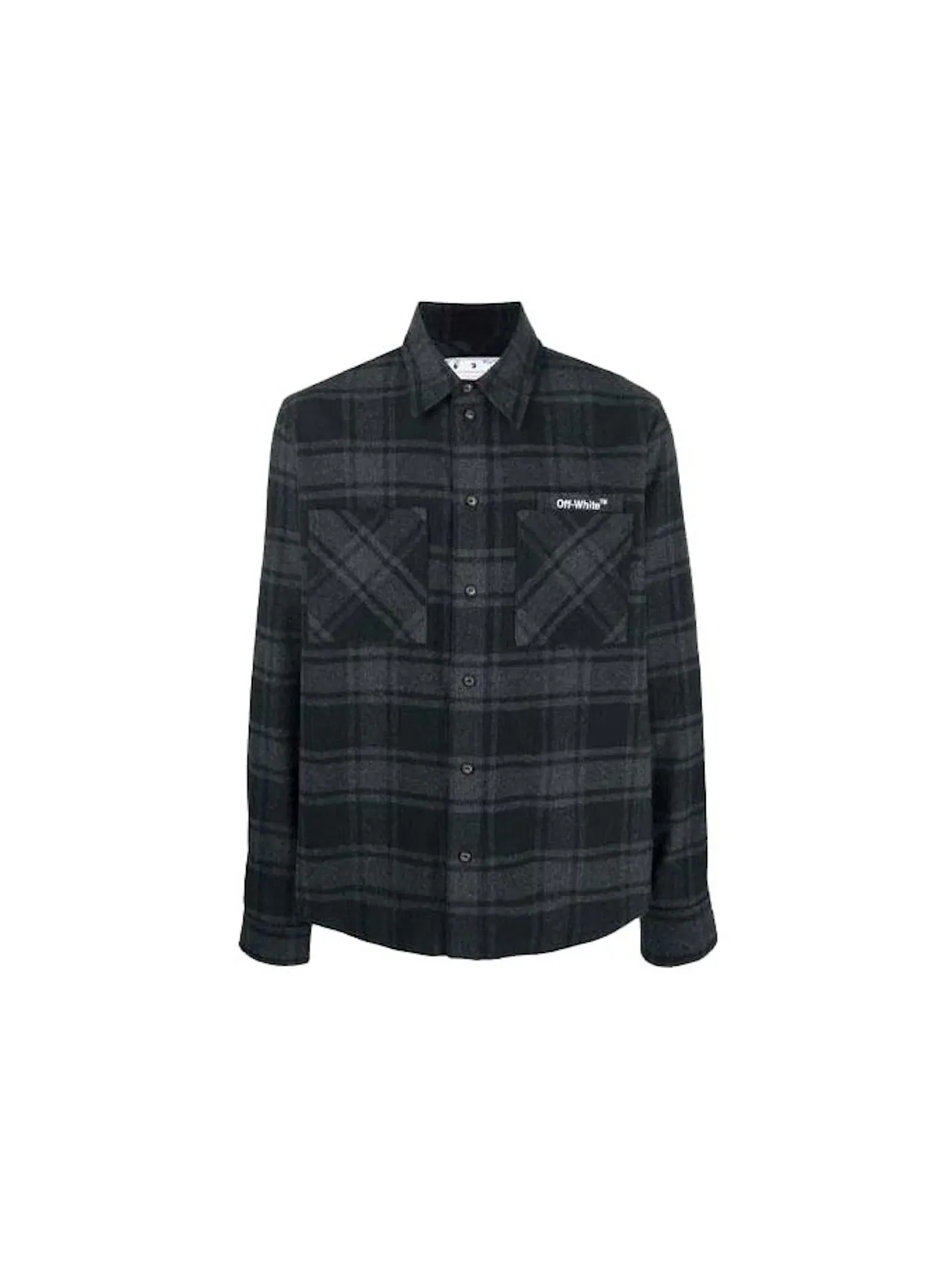Мужская рубашка из фланели с принтом Outline ARR OFF-WHITE — изображение 1 из 2, серый/белый